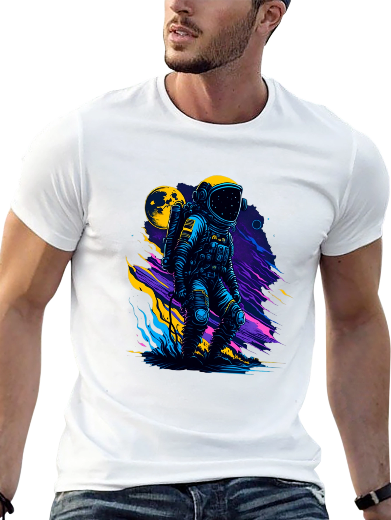 Black Astronaut Graphic Print Black T-Shirt view 13