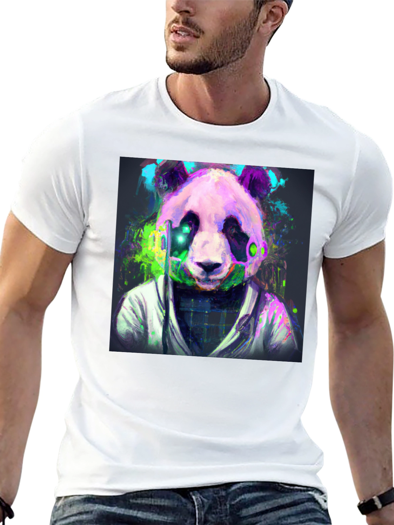 Black Cyber Panda Graphic Tee - Modern Style view 13