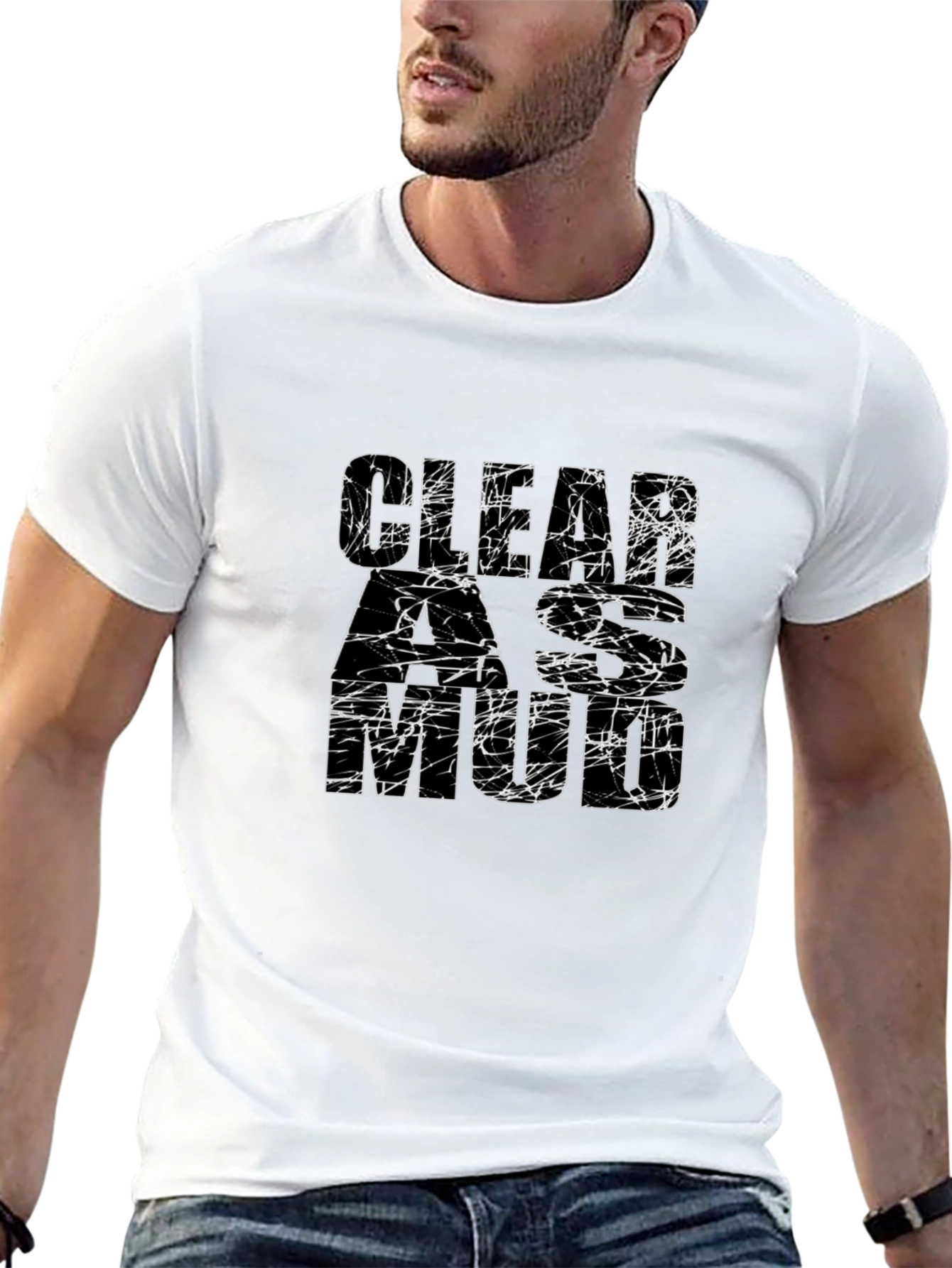 Black Clear as Mud Graphic Tee - Funny Sarcastic T-Shirt view 13