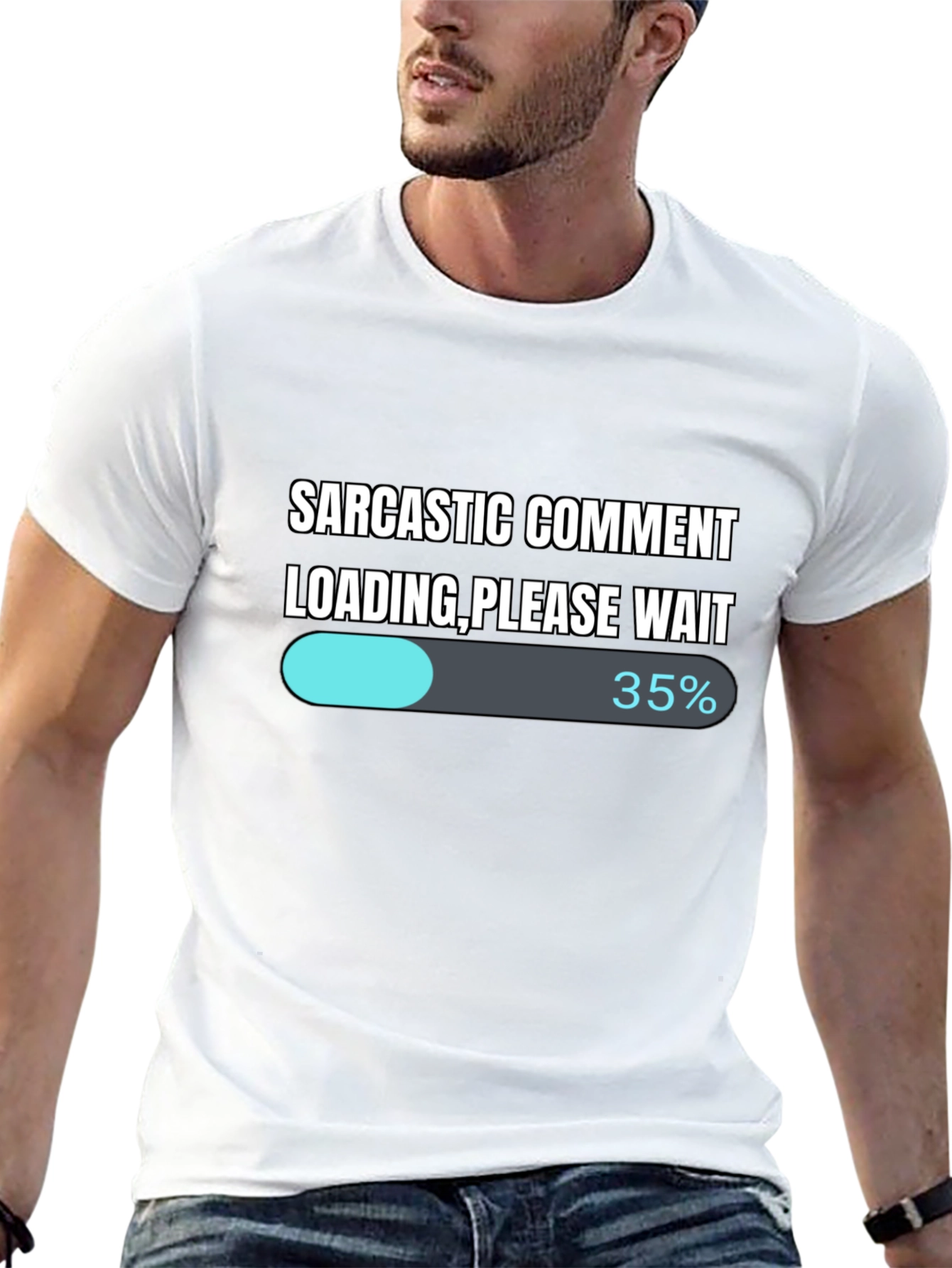 Black Sarcastic Comment Loading T-Shirt - Funny Novelty Tee view 13