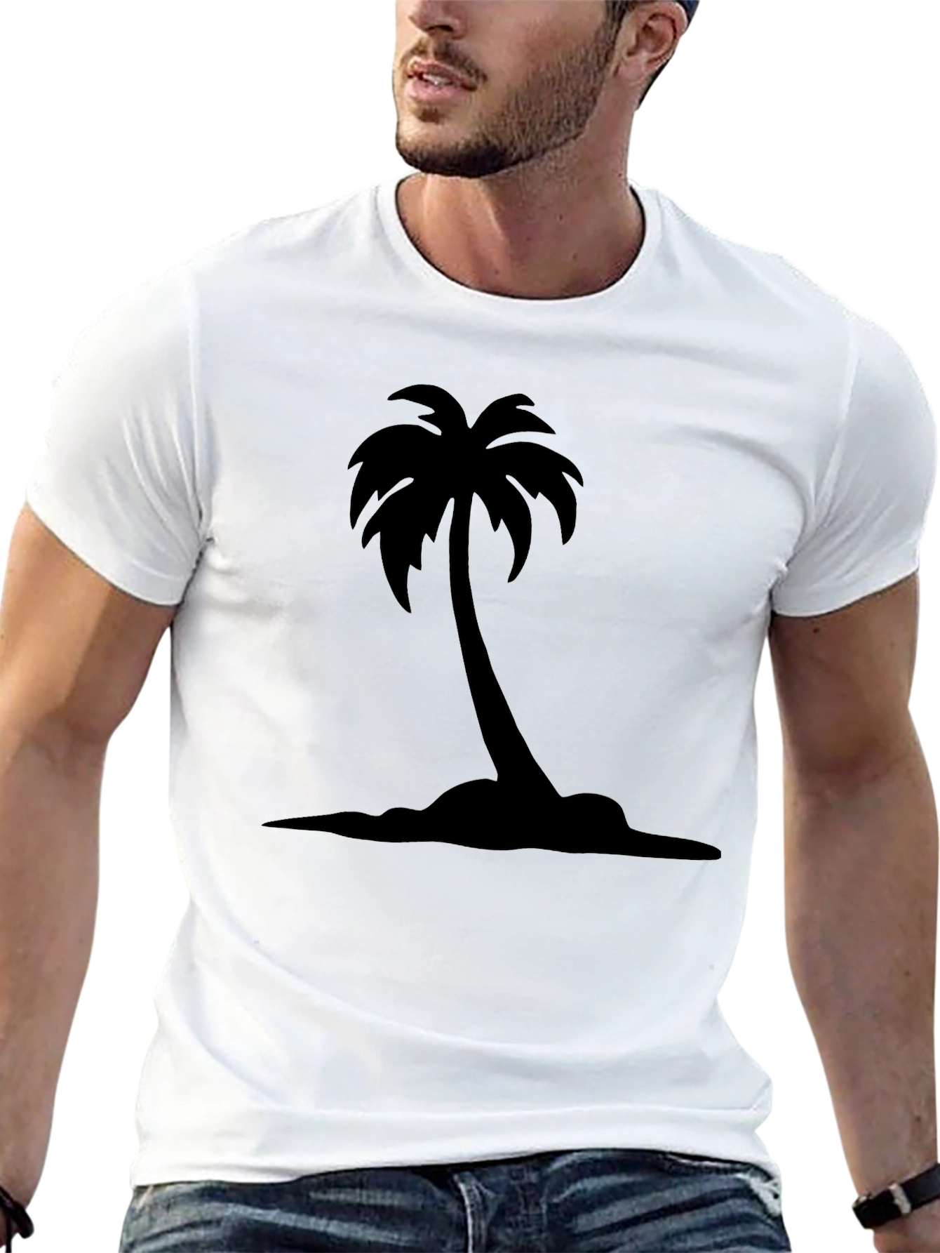 Black Men's Black Palm Tree Graphic Tee - Casual Comfort view 13