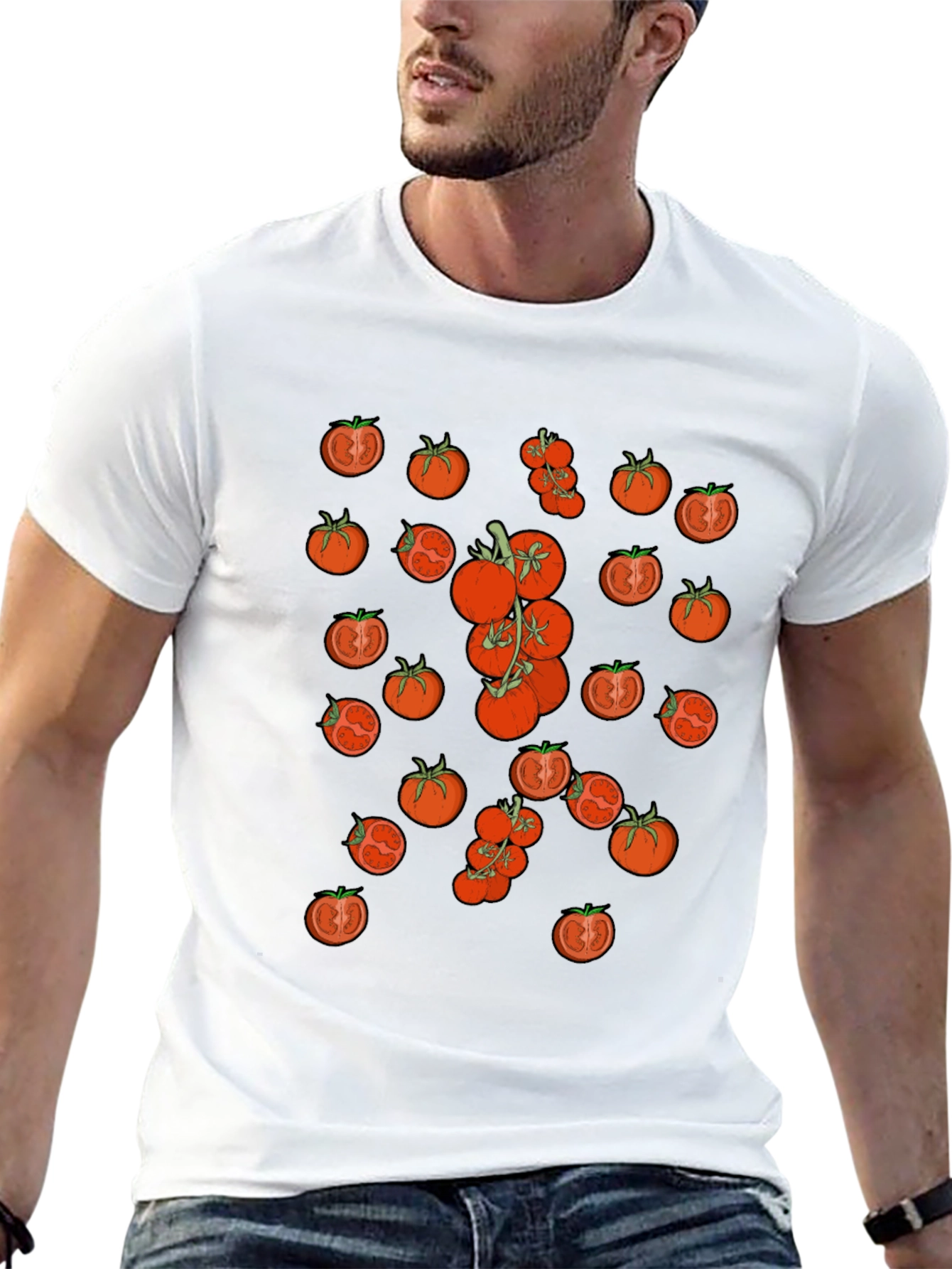 Tomato Pattern Black T-Shirt - 13