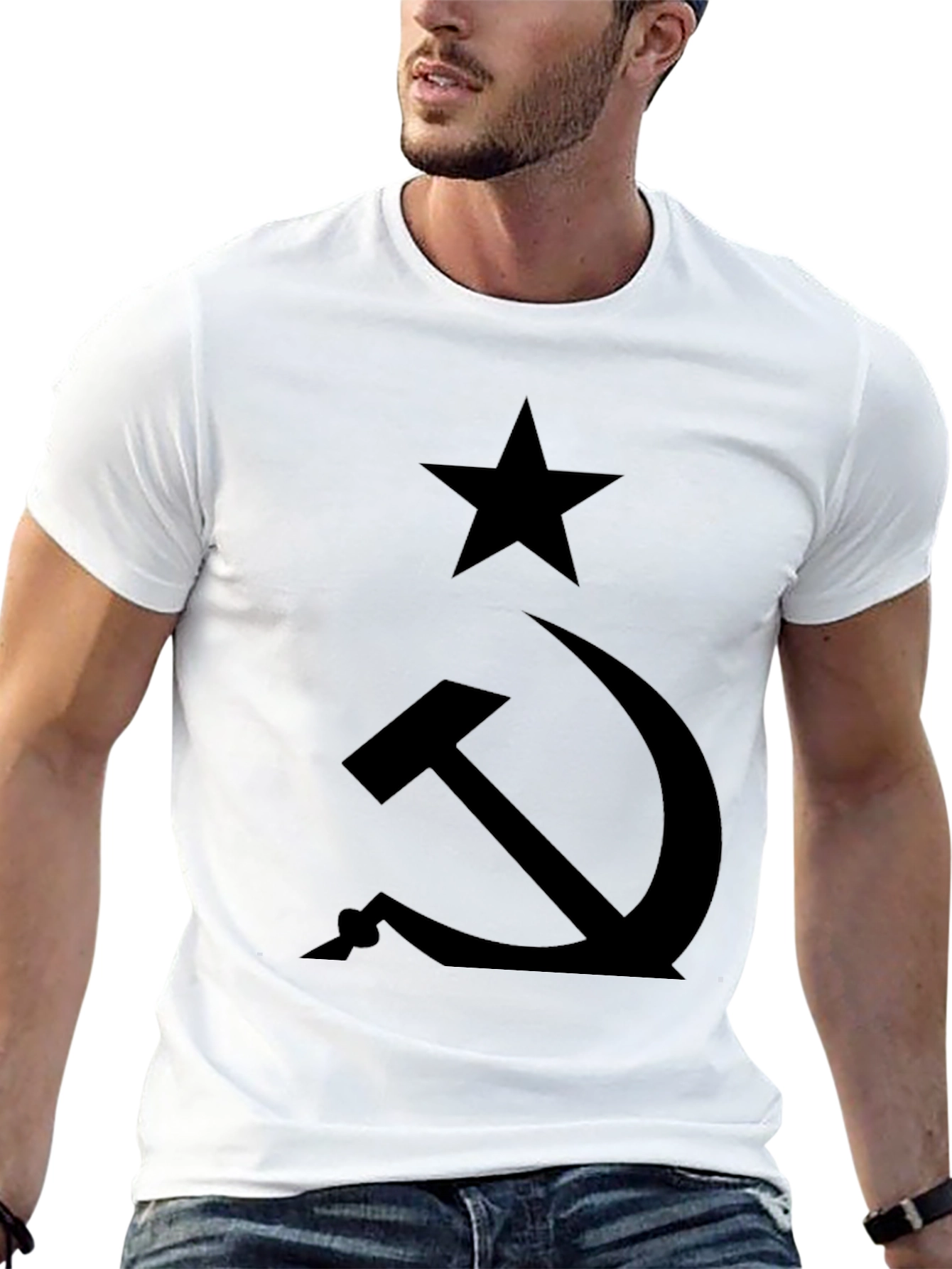 Black Hammer & Sickle Black T-Shirt - Classic Communist Symbol view 13
