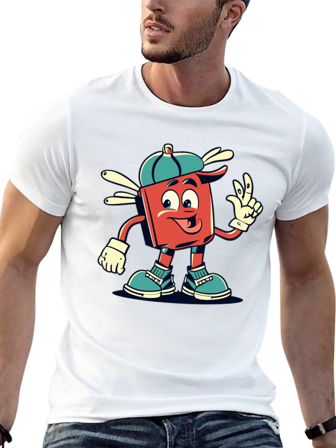 Black Retro Cartoon Graphic Tee - Cool Character Design view 13