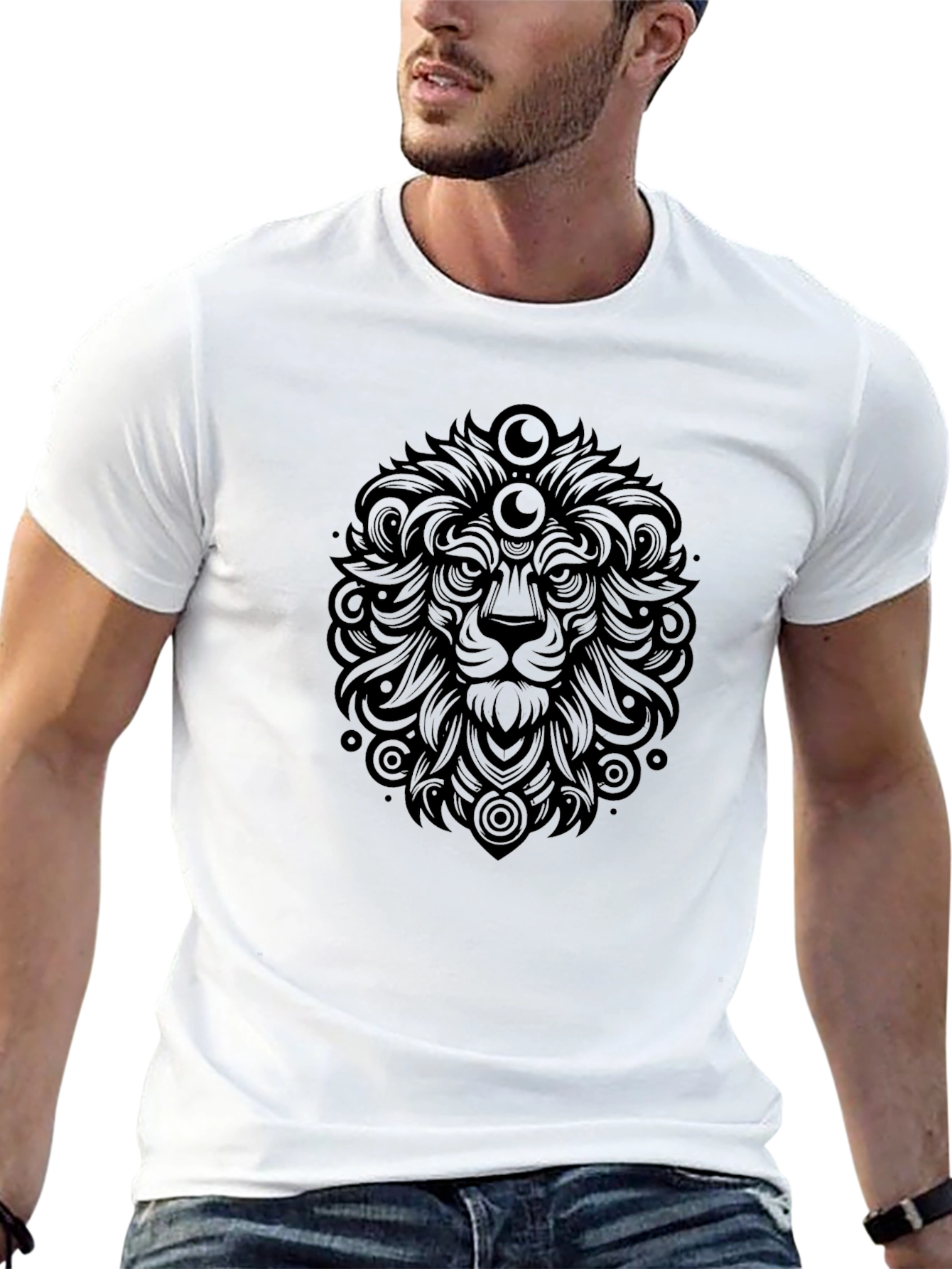 Black Lion Head Graphic T-Shirt - Dark and Stylish view 13