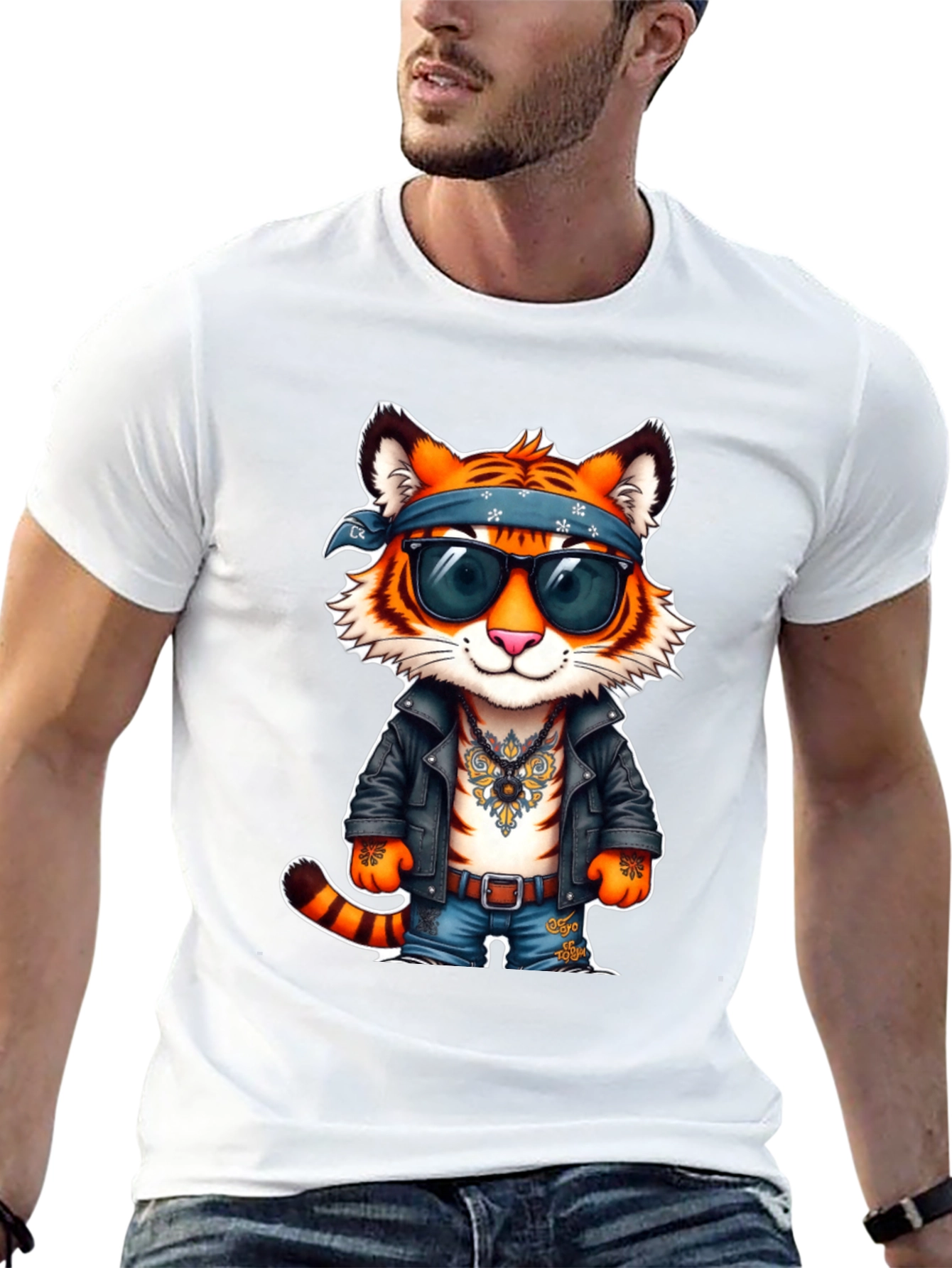Black Cool Tiger Graphic Tee - Rocker Style view 13