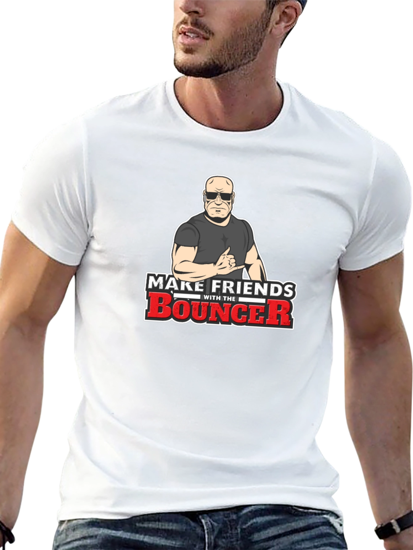 Black Make Friends With The Bouncer Black T-Shirt view 13