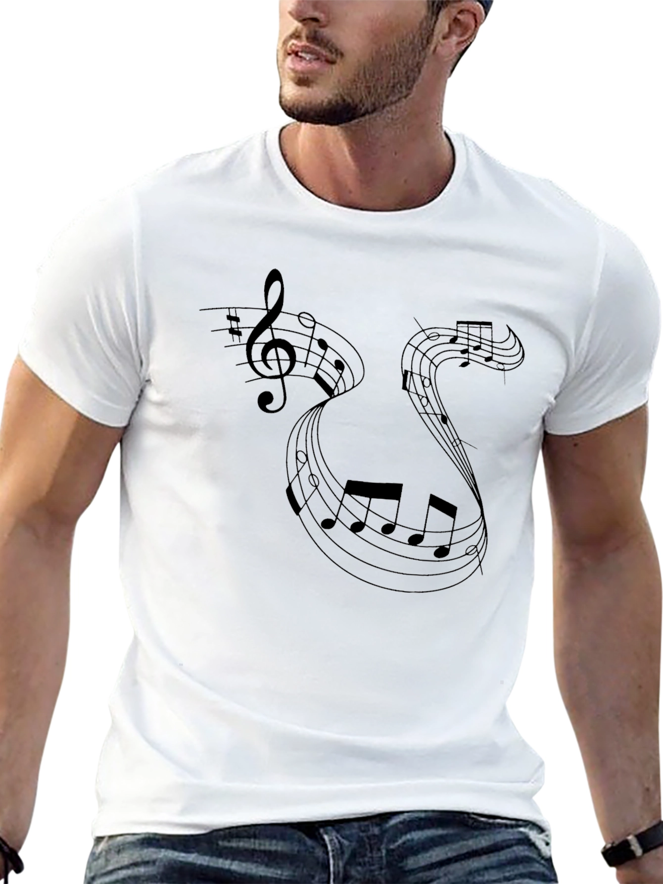 Black Musical Notes Black T-Shirt view 13