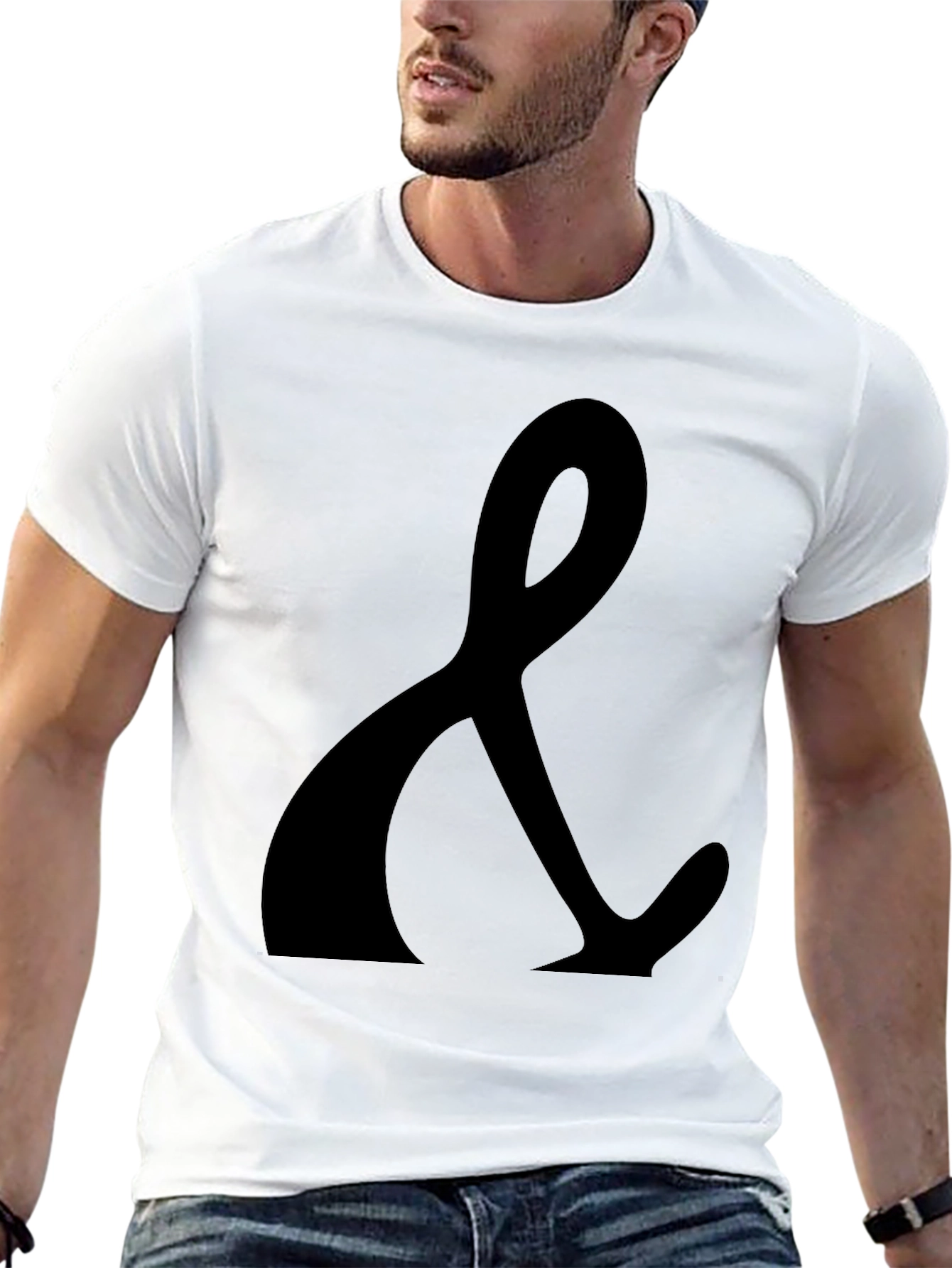 Black Black T-Shirt with Ampersand Print - Casual Style view 13