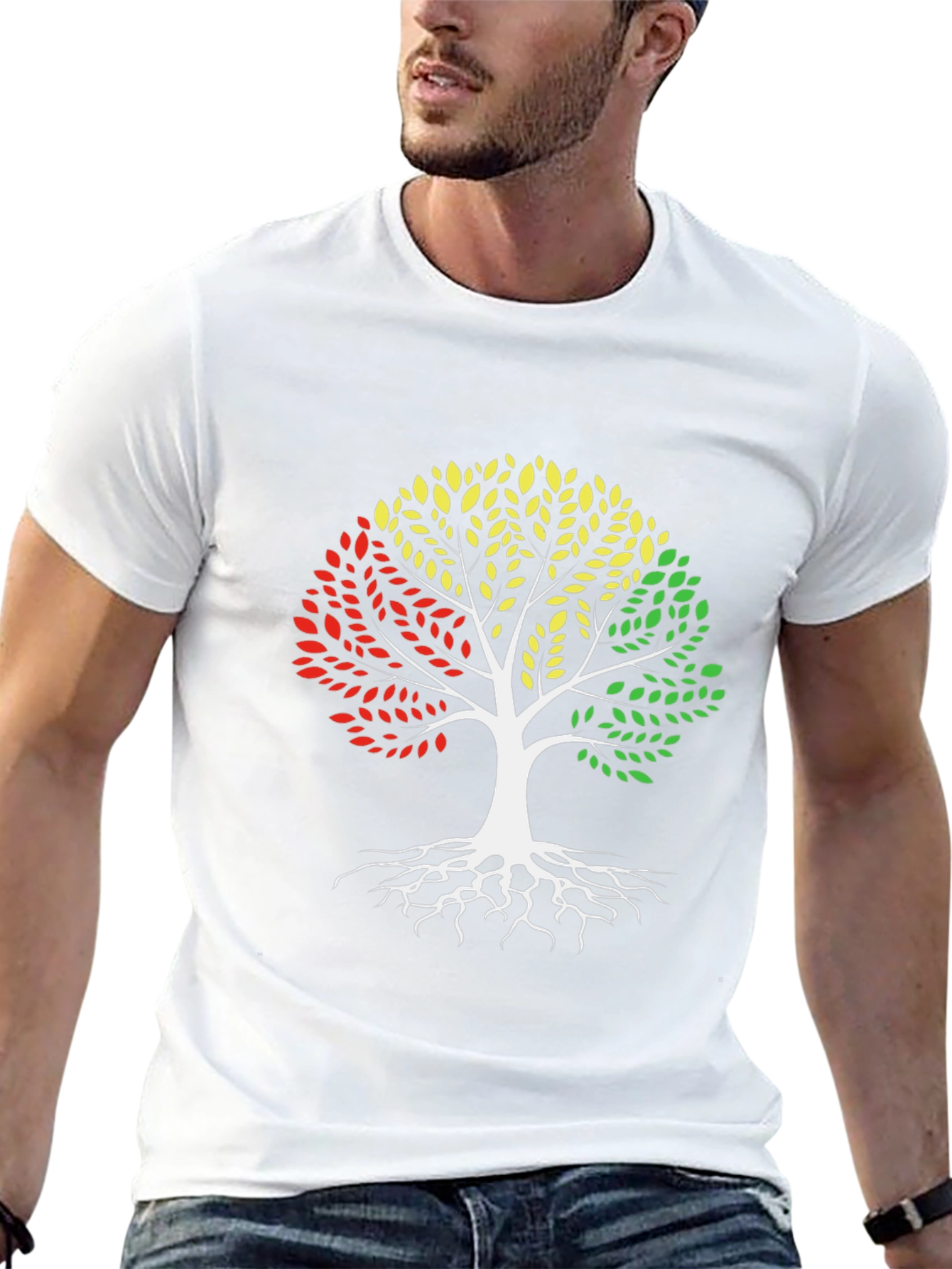 Black Pan-African Colors Tree of Life Graphic T-Shirt view 13