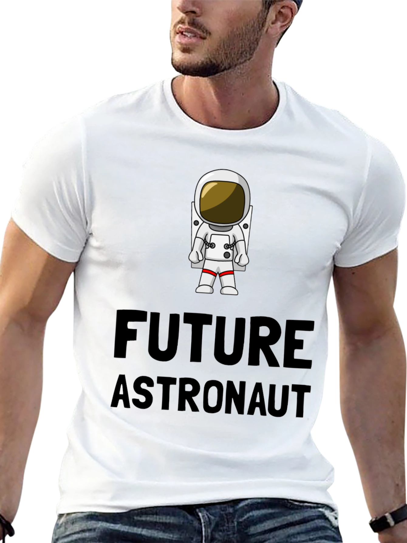 Black Future Astronaut T-Shirt - Black Cotton Crew Neck view 13