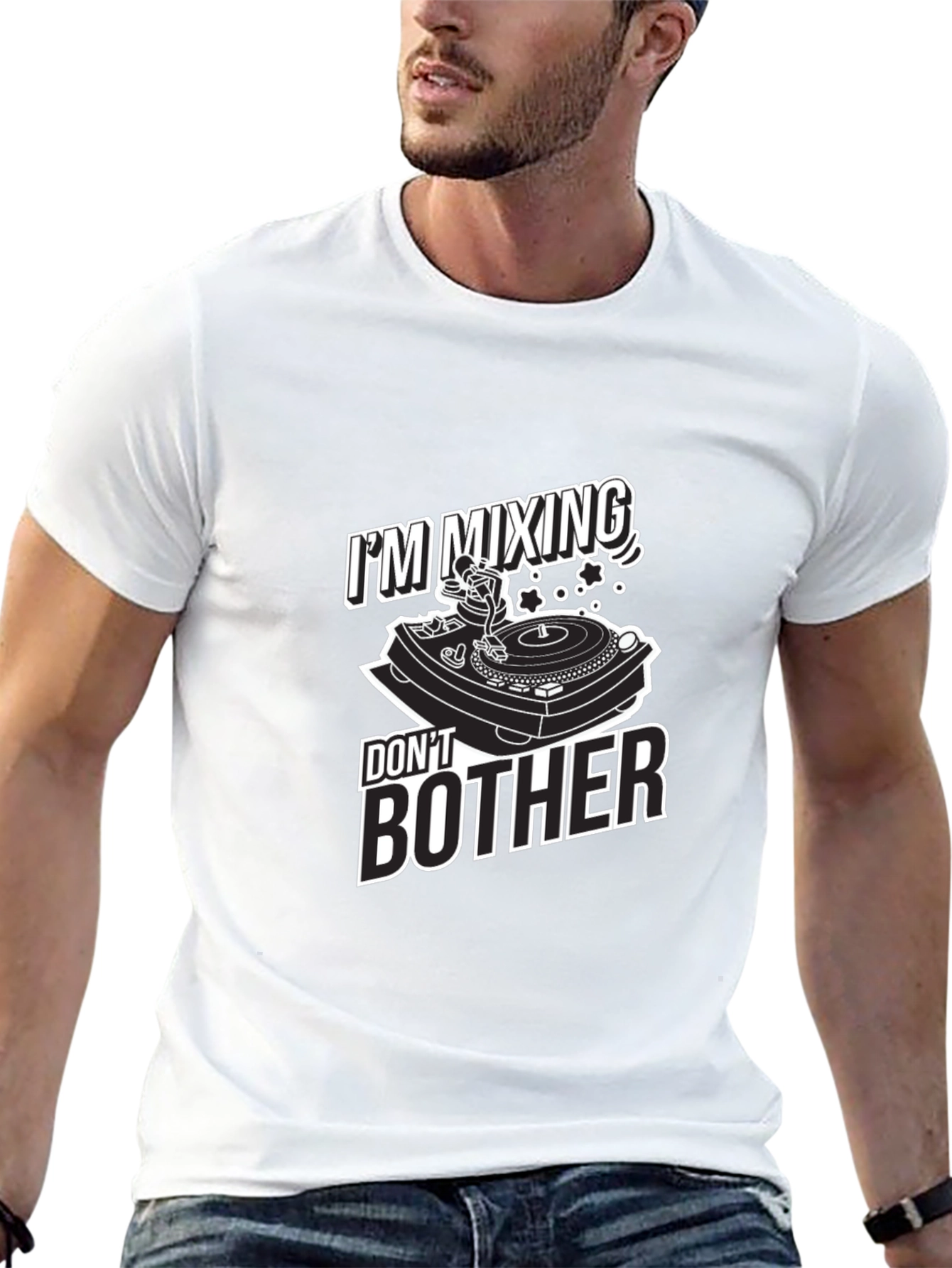 Black DJ Mixing Don't Bother Graphic T-Shirt view 13