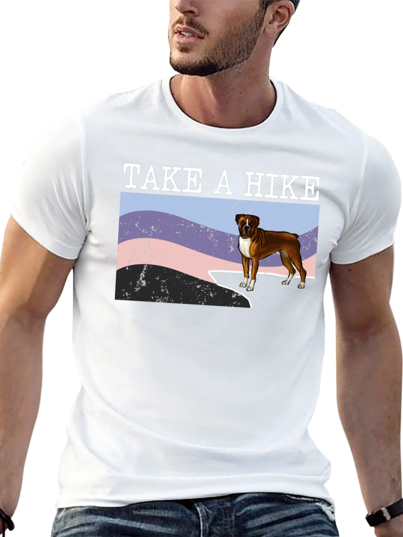 Black Take A Hike Boxer Dog T-Shirt view 13