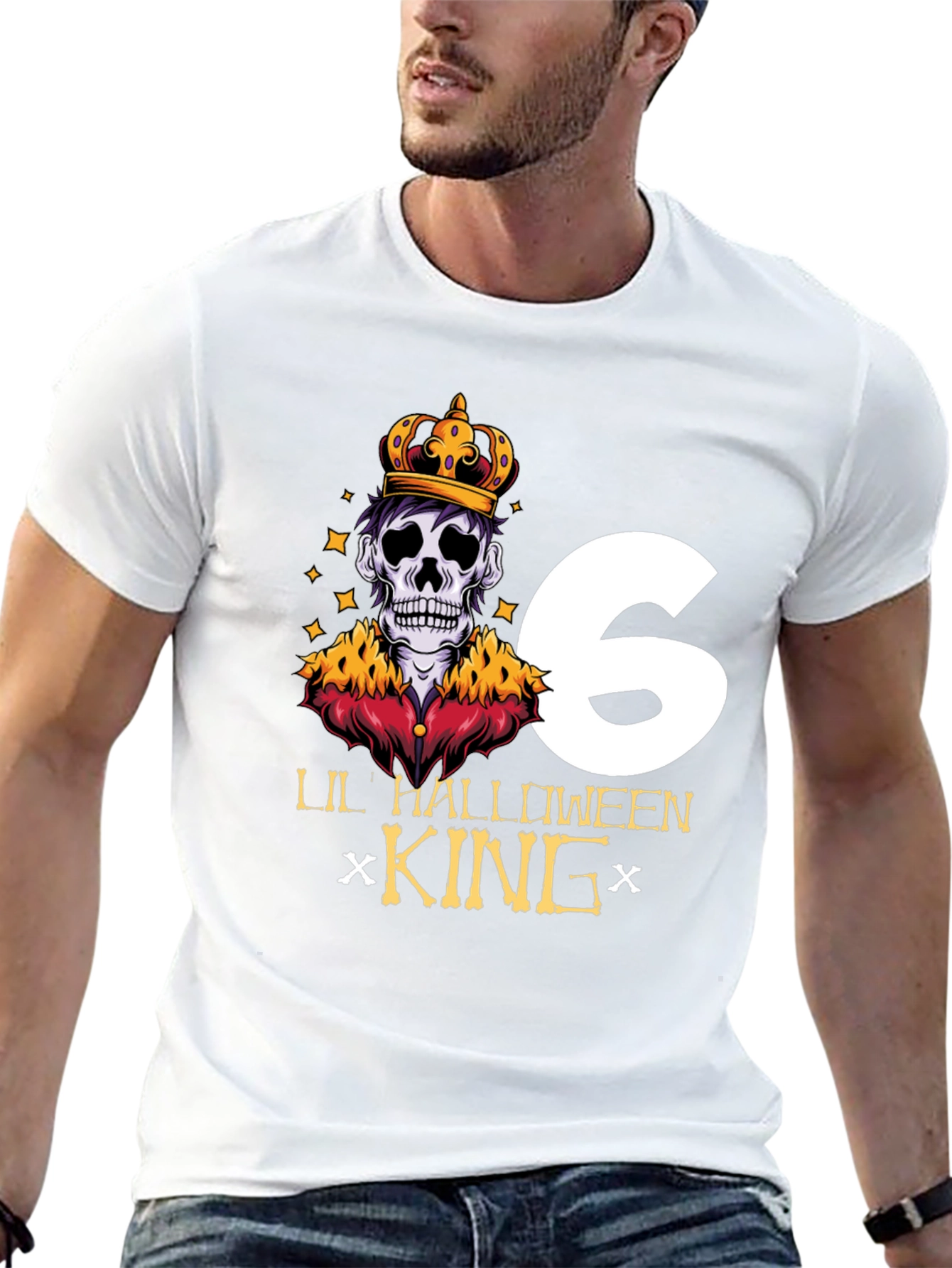 Black Lil' Halloween King Sixth Birthday T-Shirt view 13