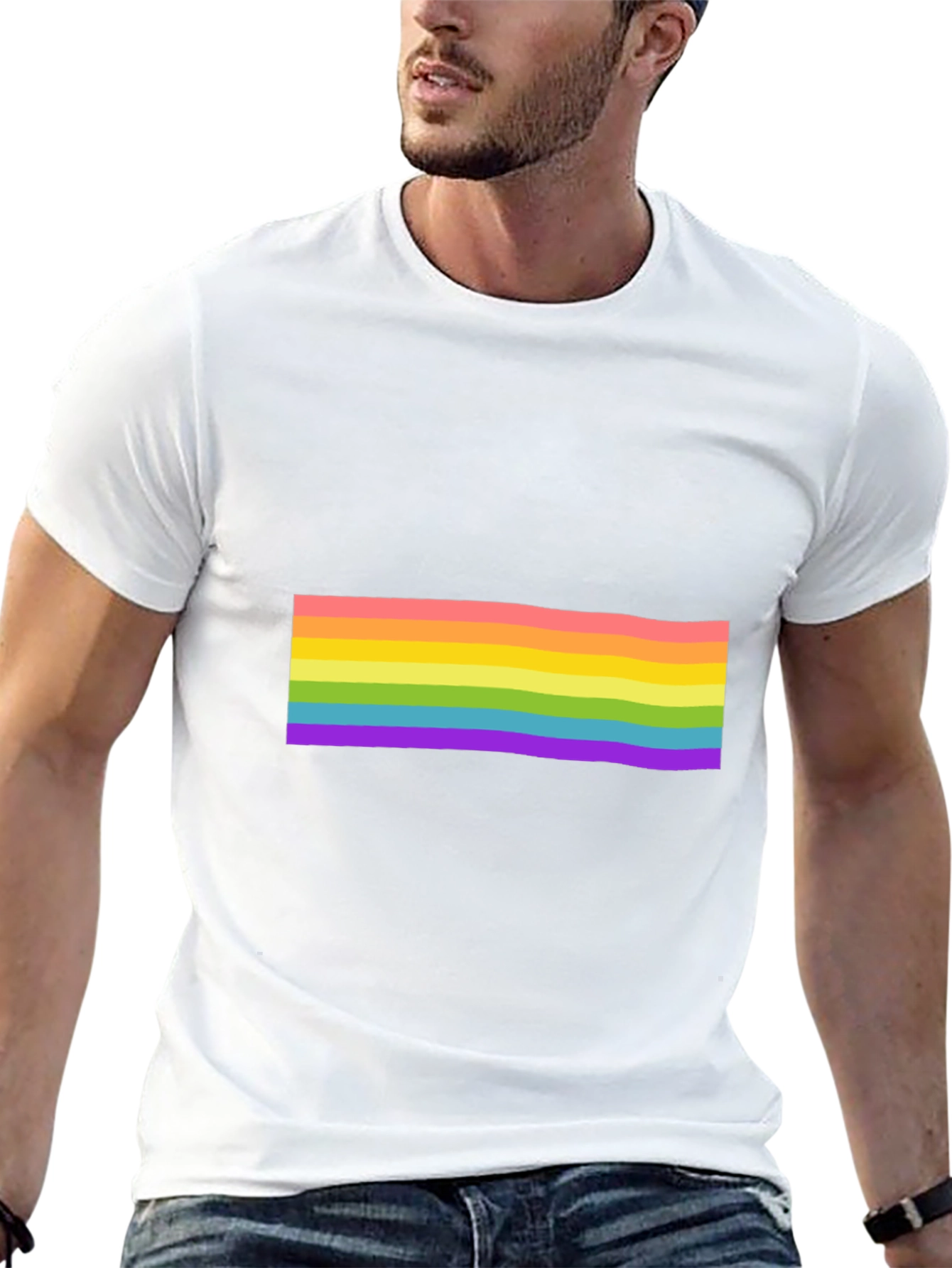 Black Pride Rainbow Striped Black T-Shirt view 13