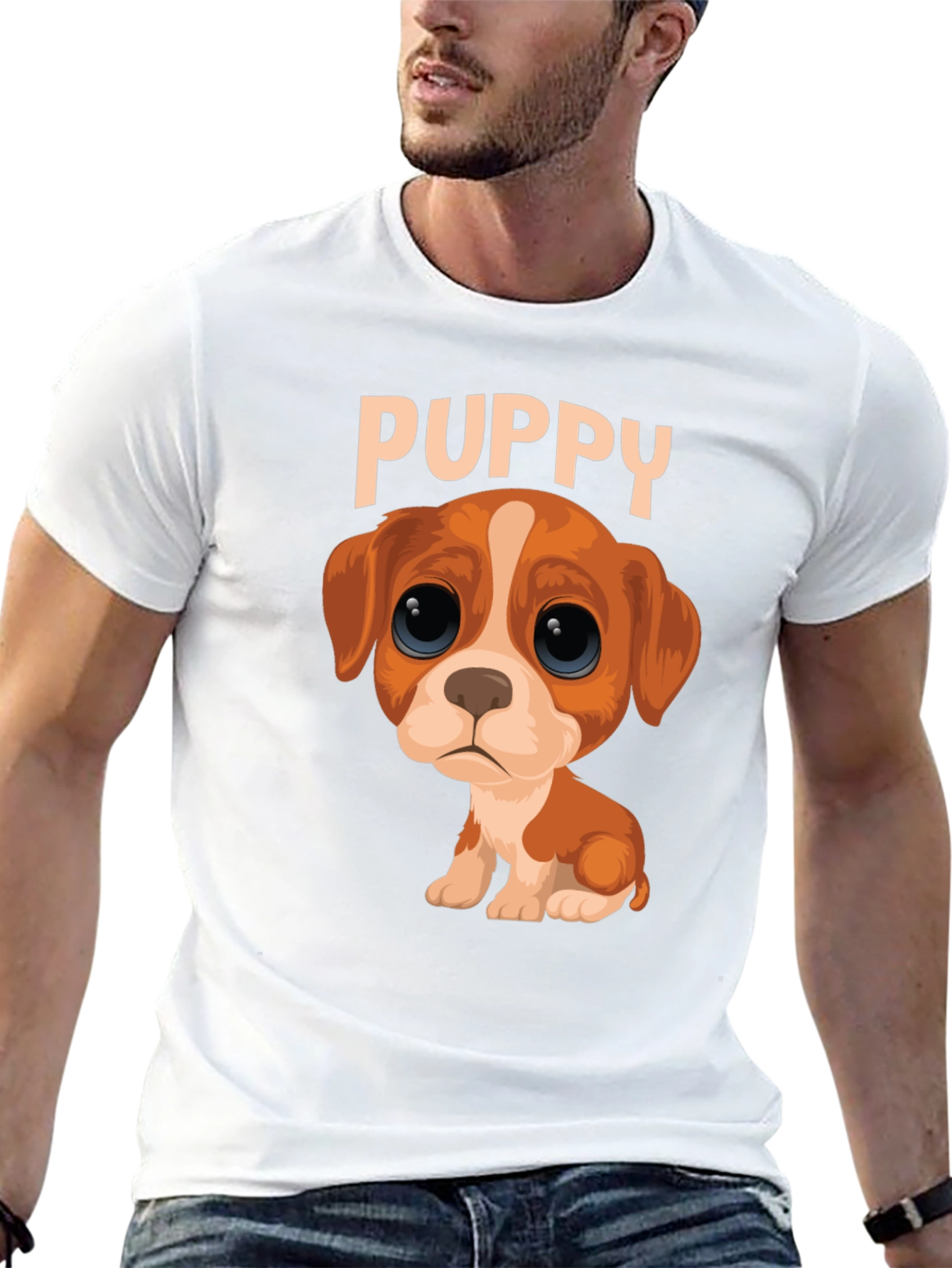 Black Cute Puppy Graphic Black T-Shirt view 13