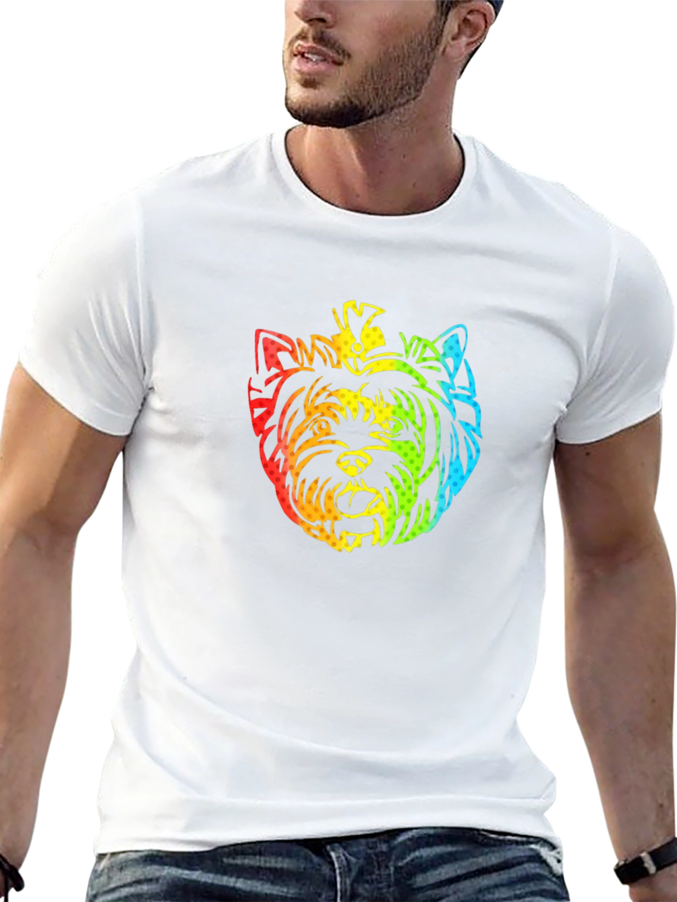 Black Rainbow Yorkshire Terrier Graphic T-Shirt view 13