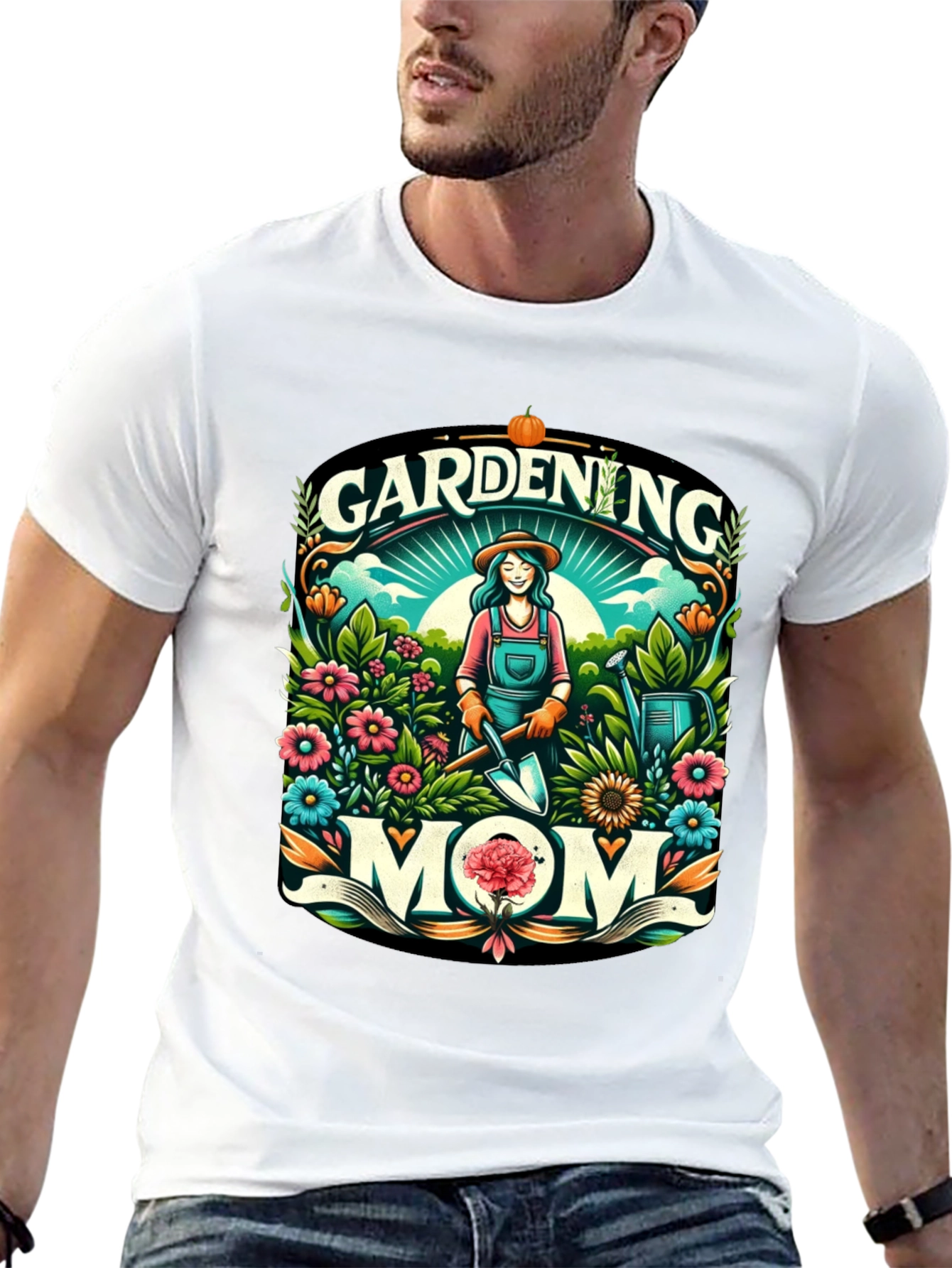 Gardening Mom Graphic Tee - Black Cotton Blend - 13