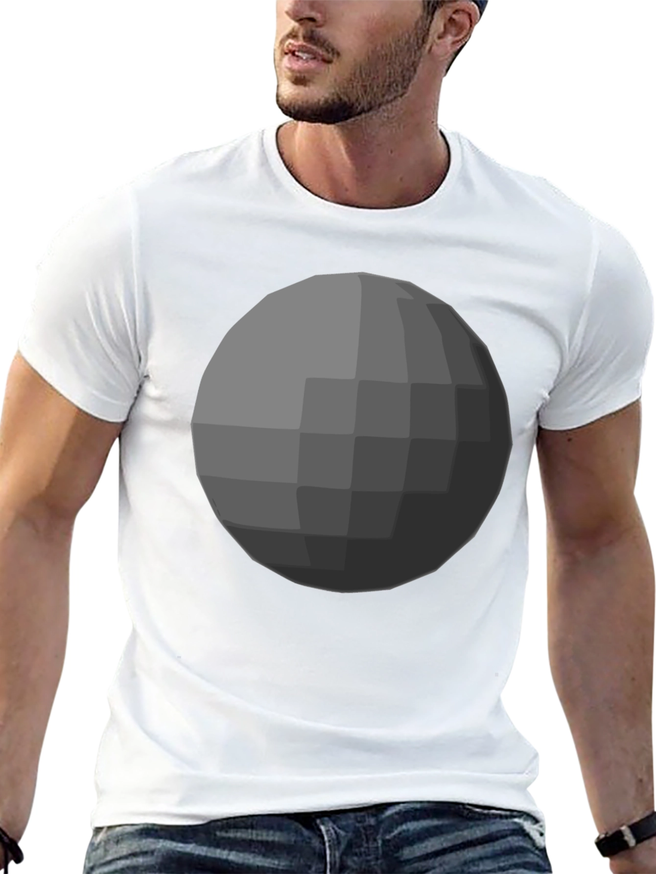 Black Geometric Sphere Graphic Tee - Modern Minimalist Design view 13