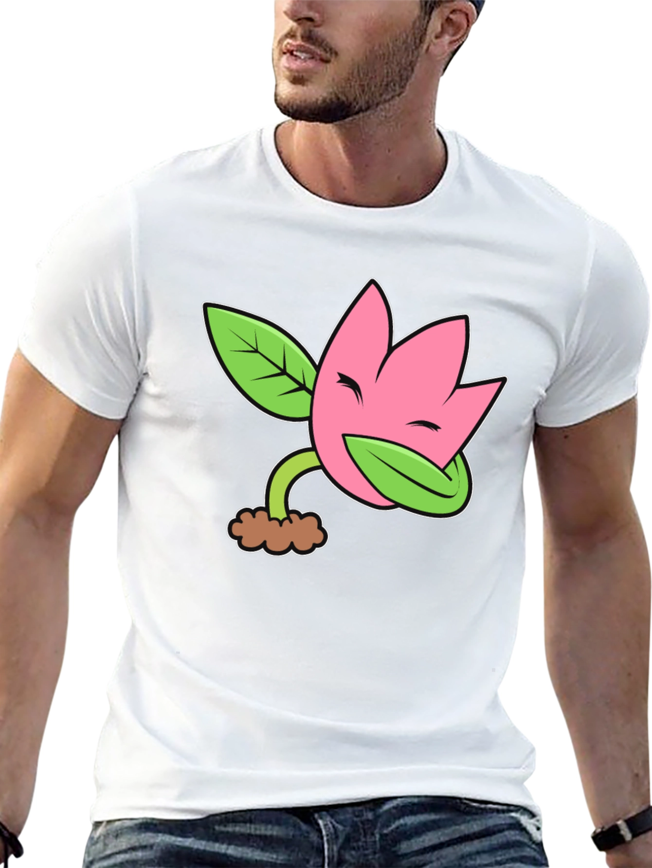 Black Funny Flower Plant Cartoon Black T-Shirt view 13