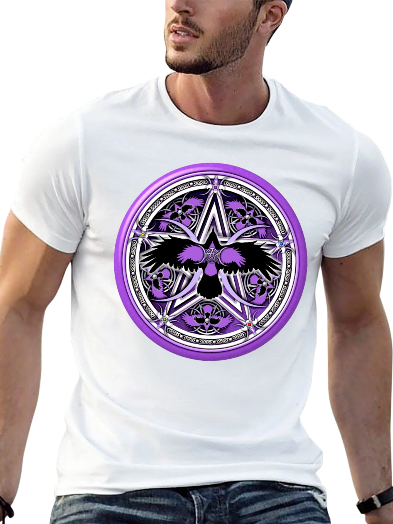 Black Raven Pentagram Graphic Tee - Black view 13