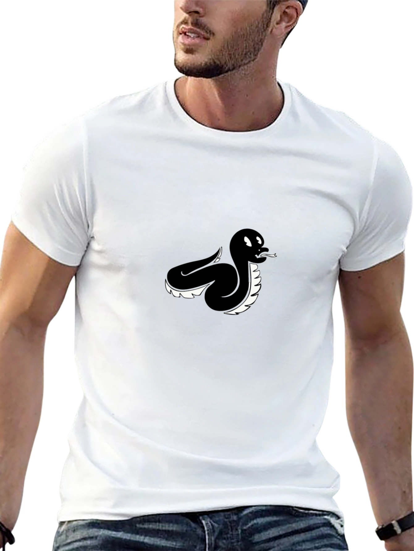 Black Black Snake Graphic Tee - Cool Cartoon Serpent Design view 13
