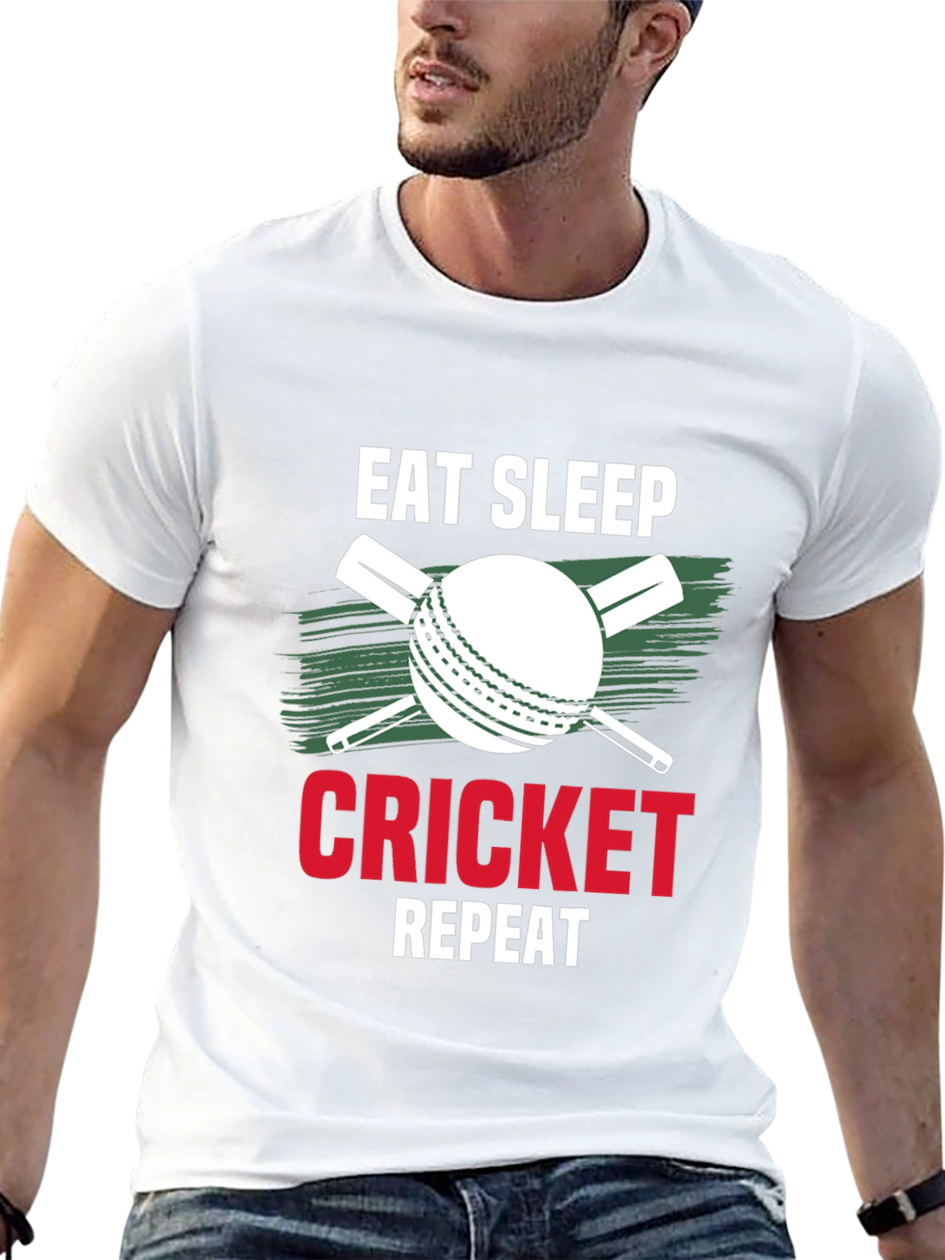 Black Eat Sleep Cricket Repeat Graphic Tee view 13