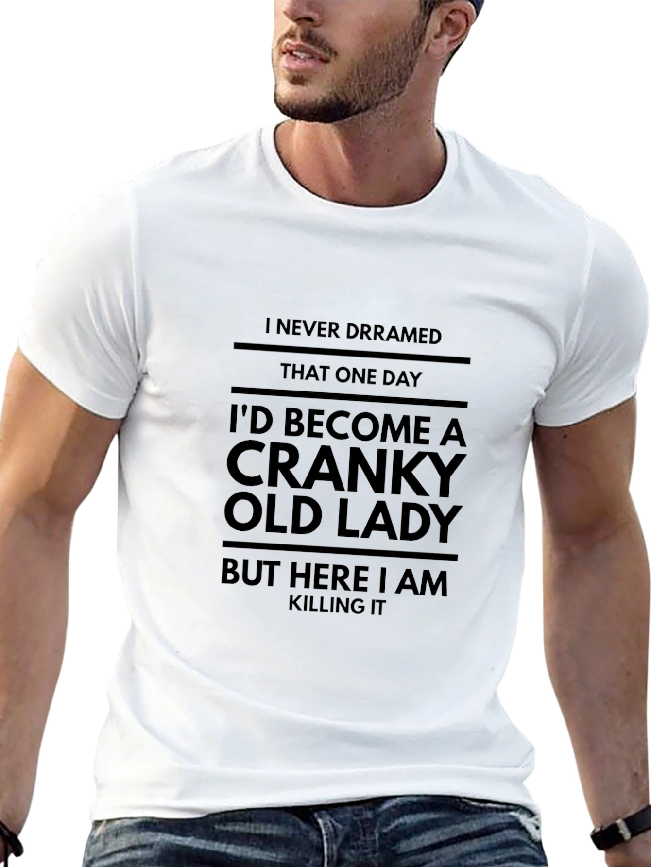 Black Cranky Old Lady Funny T-Shirt - Novelty Graphic Tee view 13