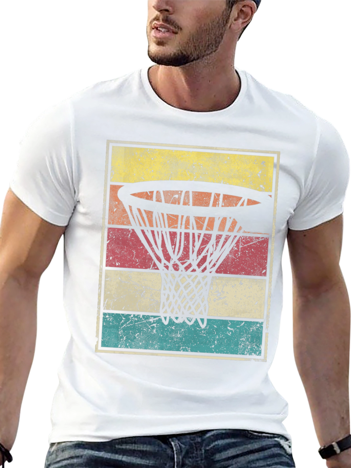 Black Retro Basketball Hoop Graphic T-Shirt view 13