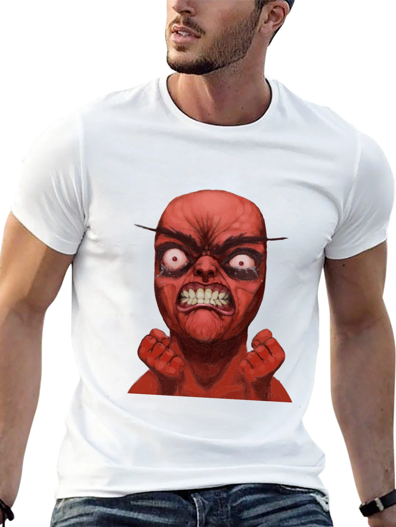 Black Angry Red Character Graphic T-Shirt view 13