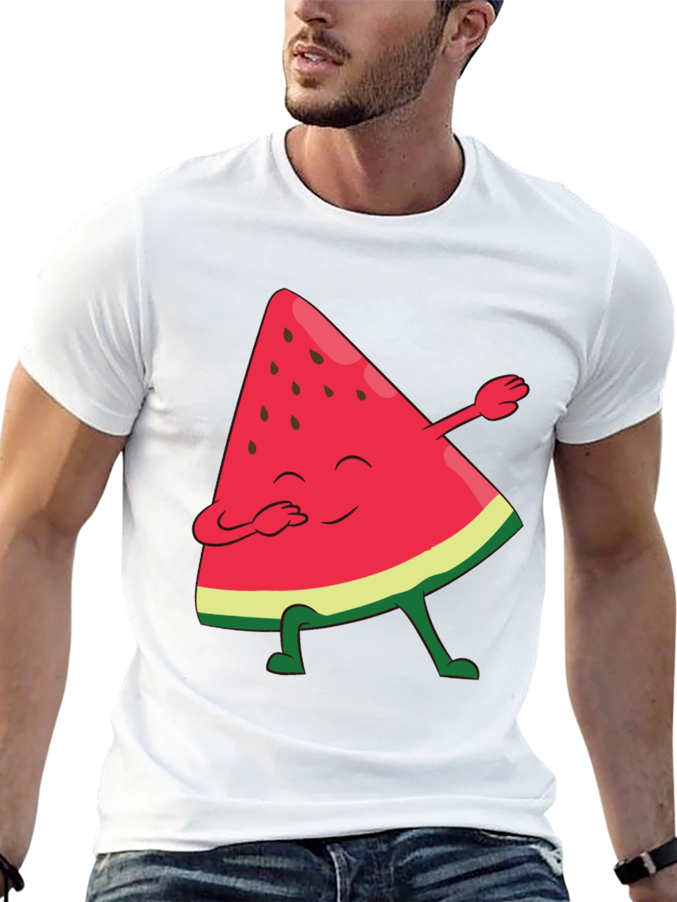 Black Watermelon Dab Funny Graphic Tee view 13
