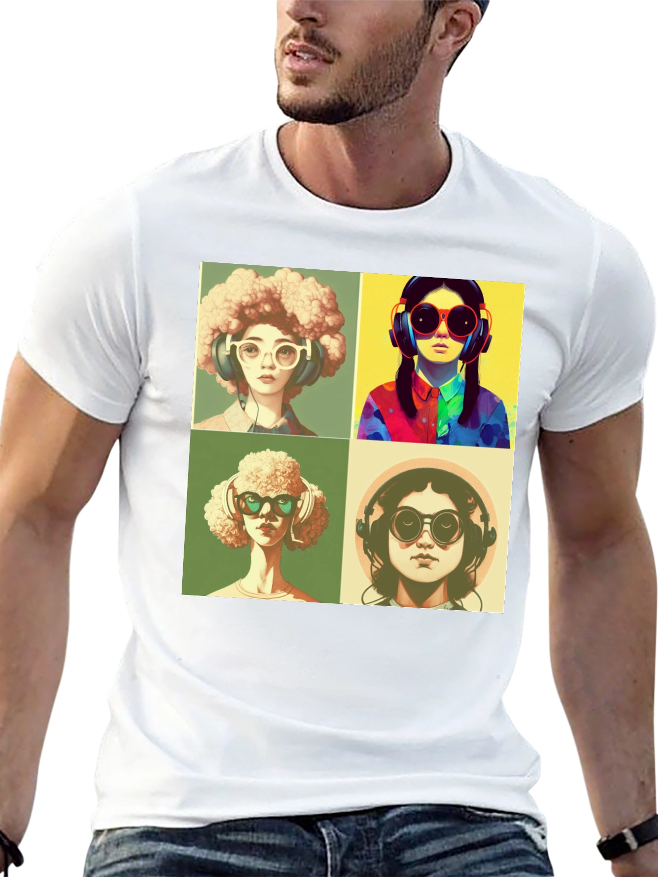 Black Retro Pop Art T-Shirt - Music Lover Fashion view 13