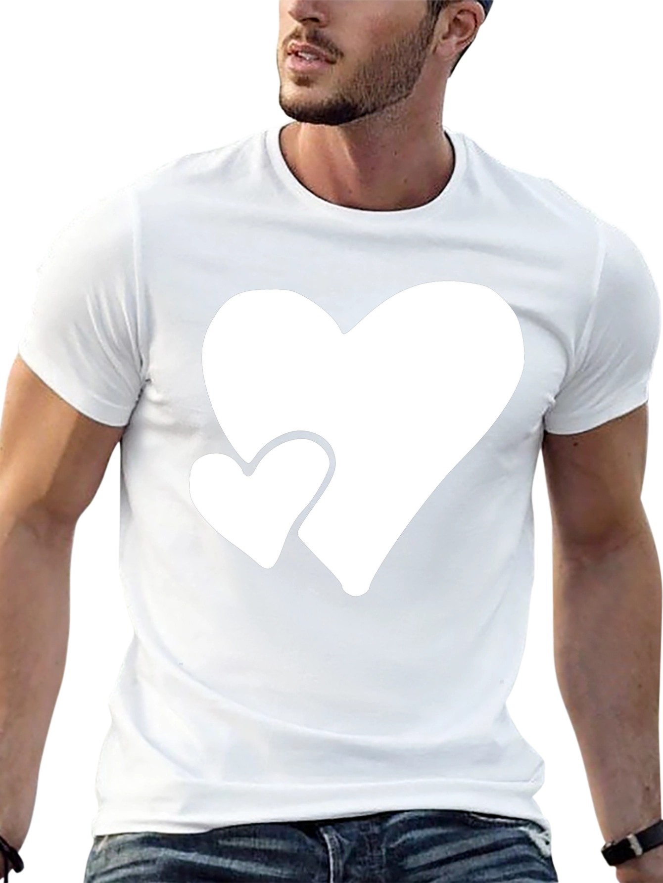 Black Black T-Shirt with White Hearts view 13