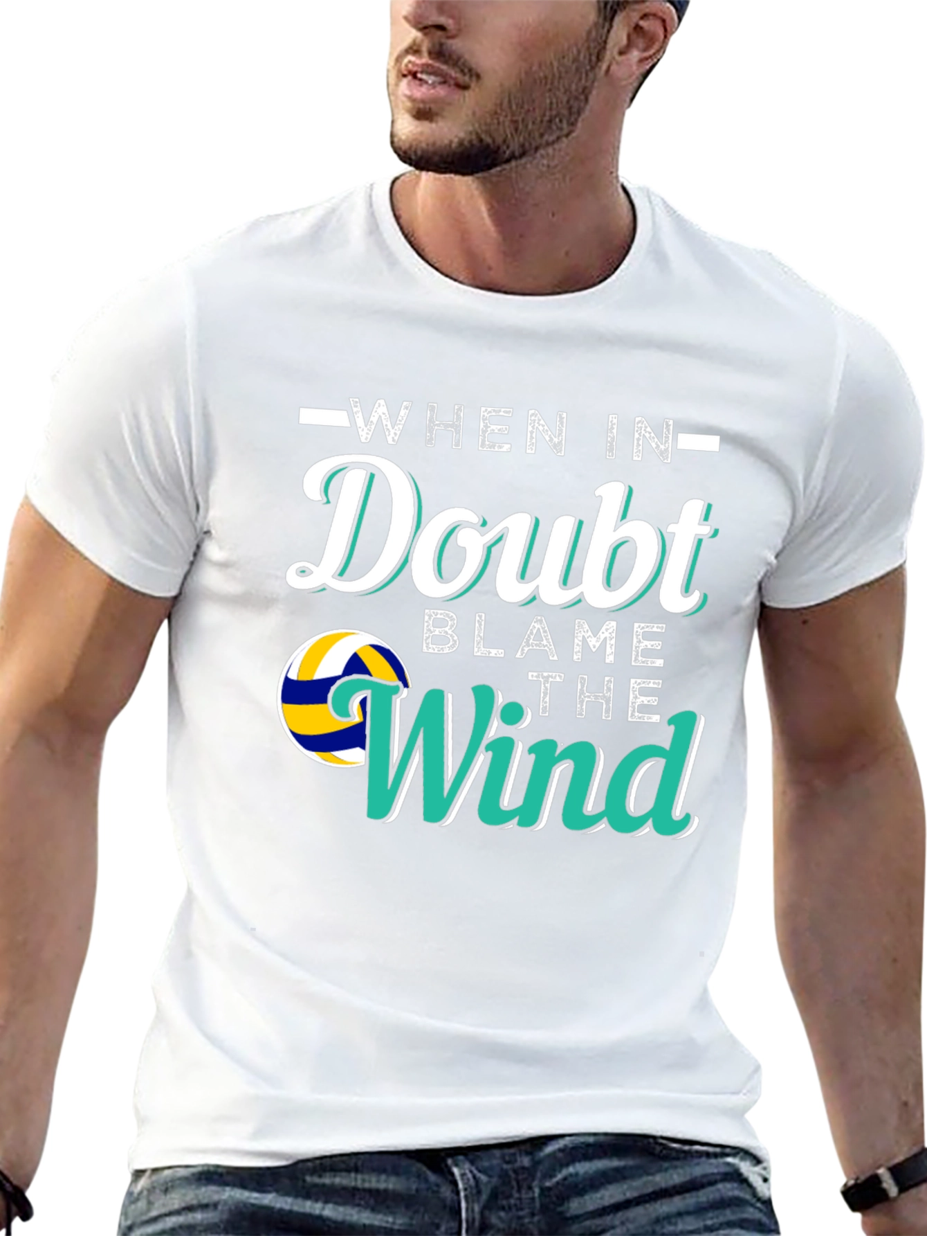 Black Volleyball When In Doubt Blame the Wind Graphic T-Shirt view 13