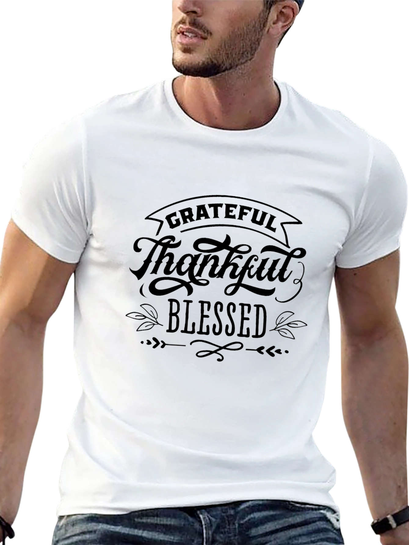 Black Grateful Thankful Blessed Graphic T-Shirt view 13