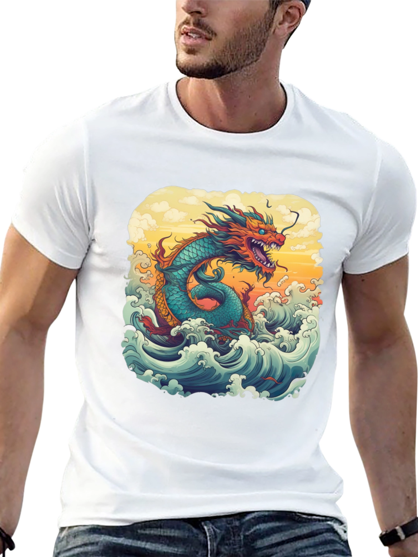 Black Dragon Wave Graphic Tee - Unique Design view 13