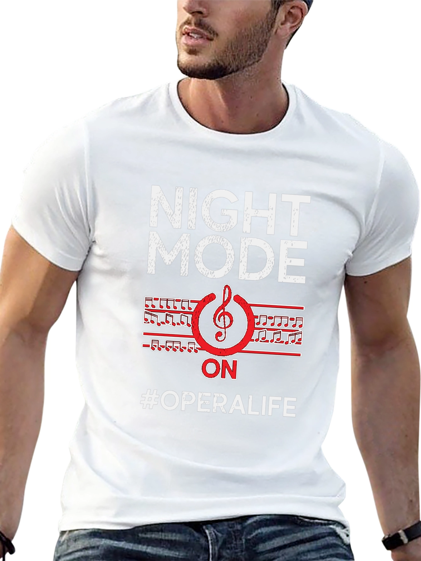 Black Night Mode On #OperaLife Graphic T-Shirt view 13