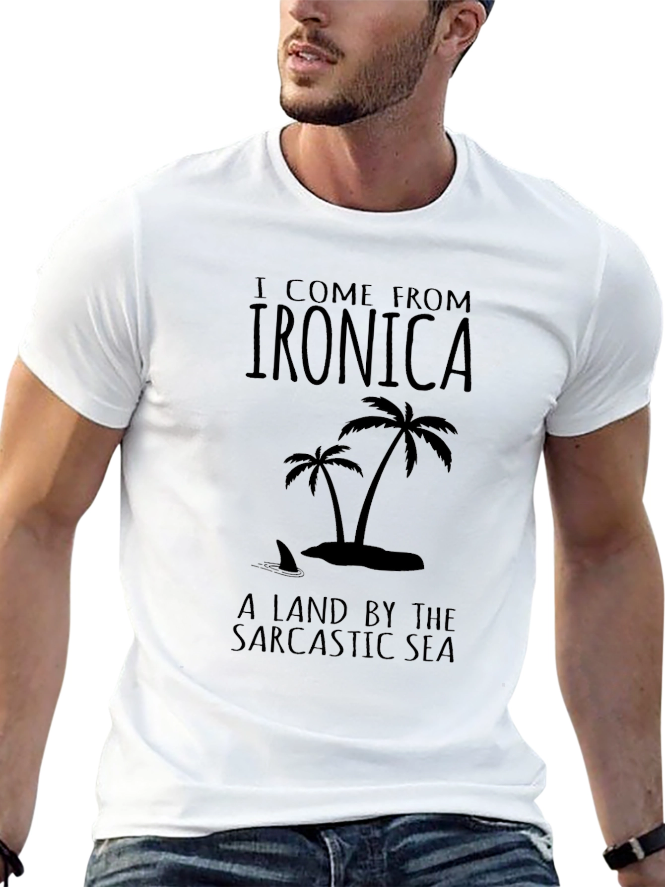 Black Ironic T-Shirt: Sarcastic Sea Island Tee view 13