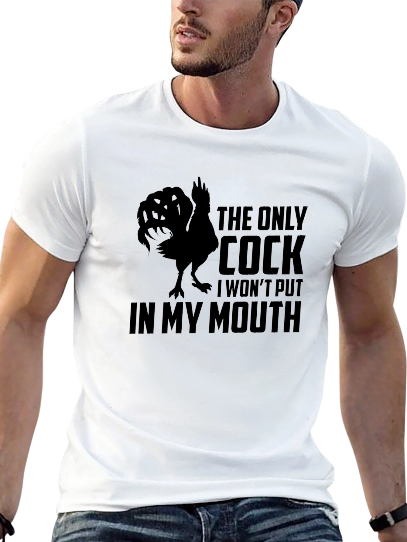 Black Funny Cock Graphic Men's T-Shirt view 13
