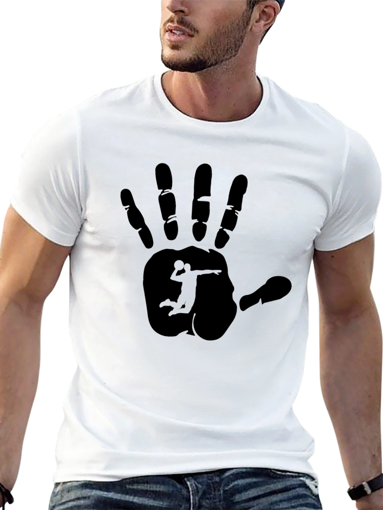 Black Volleyball Handprint Graphic Tee - Black view 13