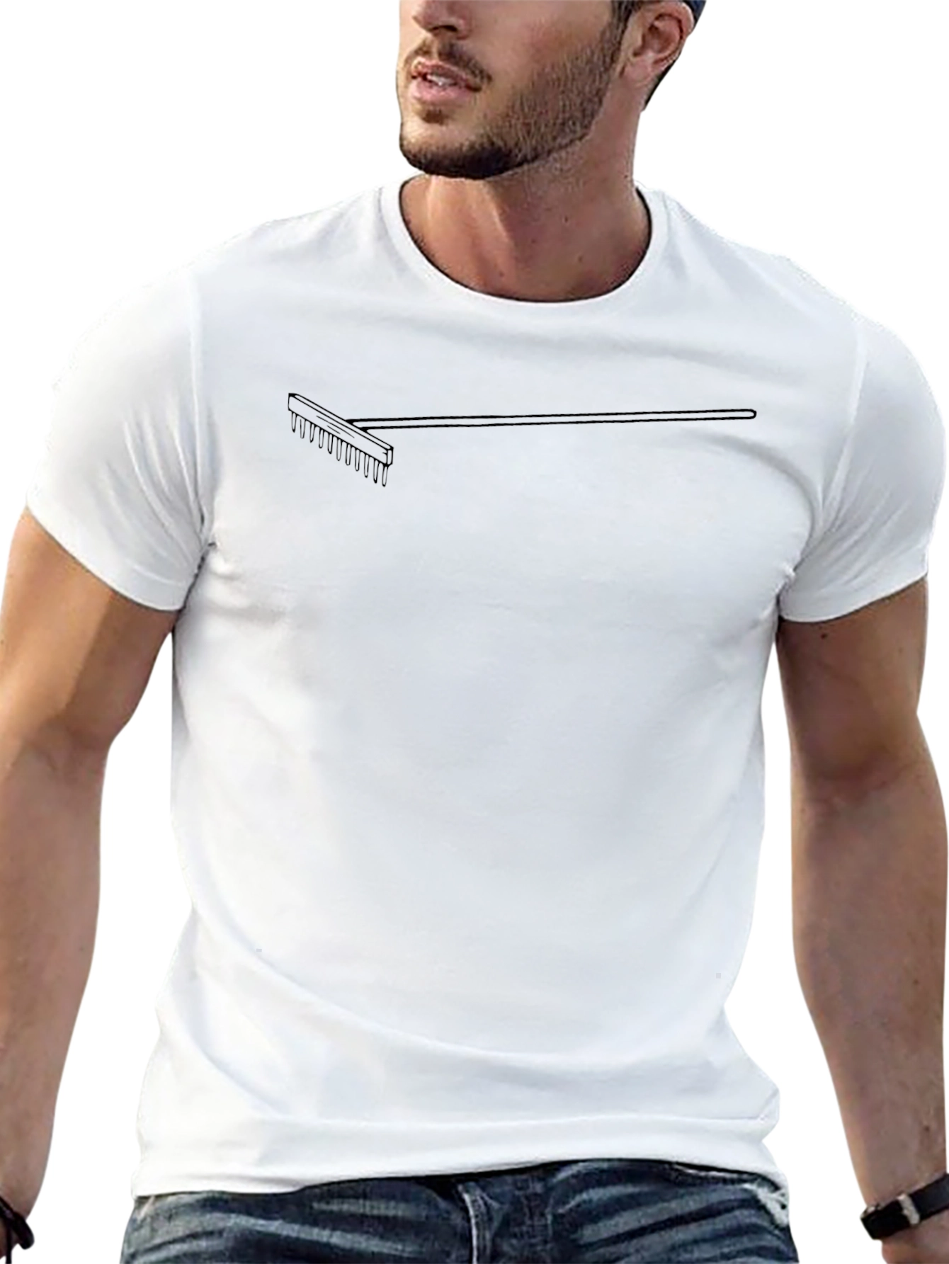 Black Minimalist Rake Graphic Tee - Modern Style view 13