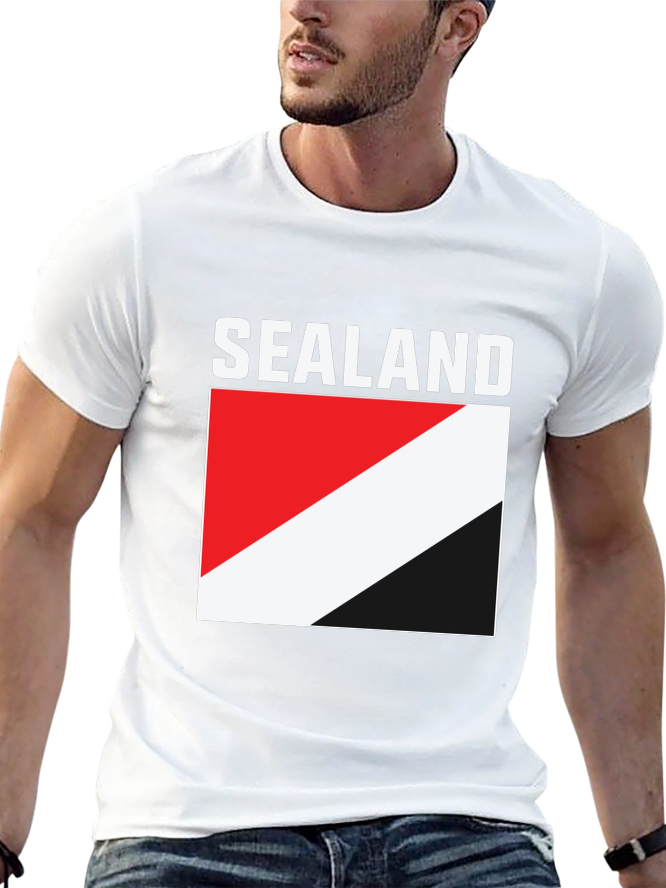 Black Principality of Sealand Flag T-Shirt view 13