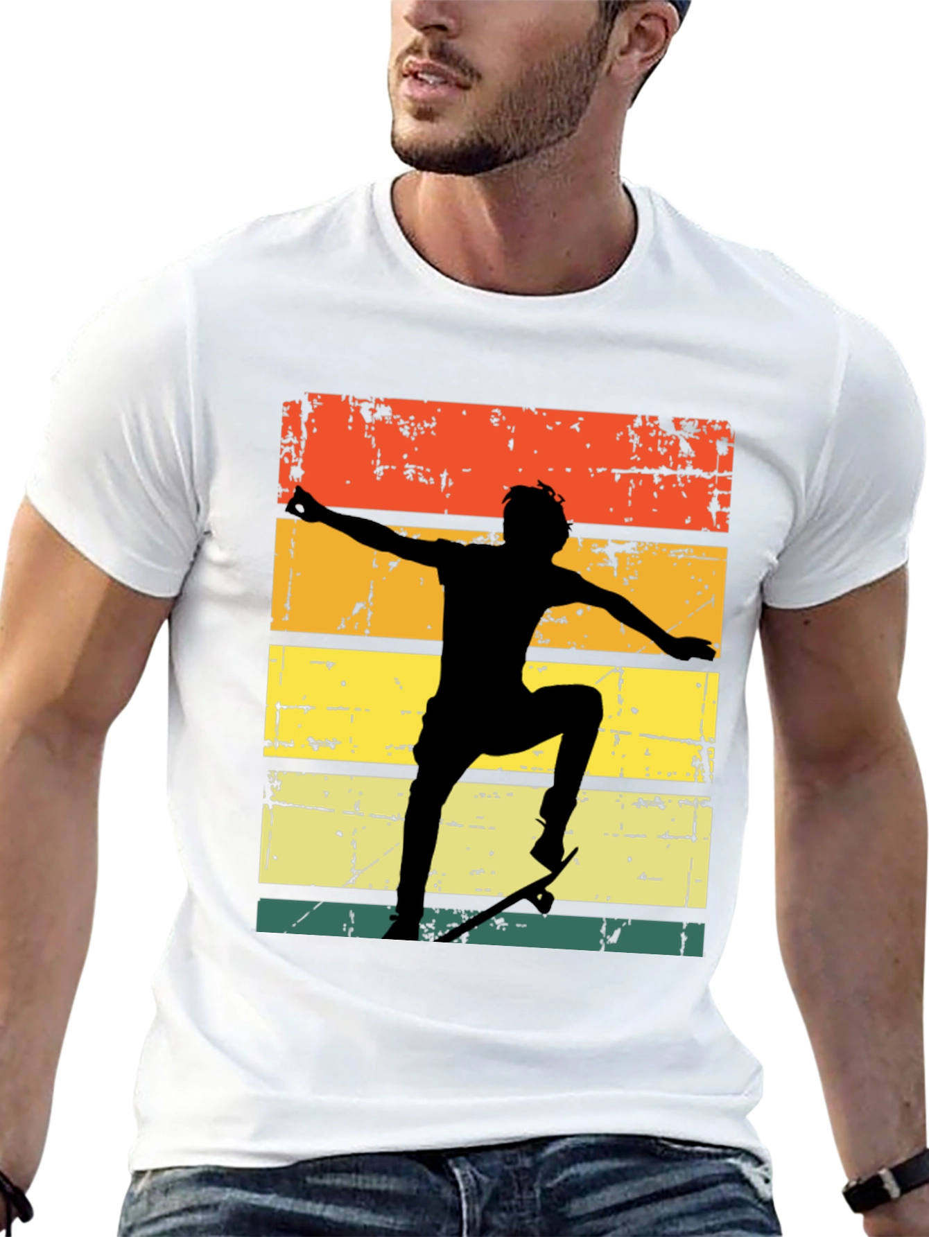 Black Retro Skateboarder Graphic T-Shirt view 13