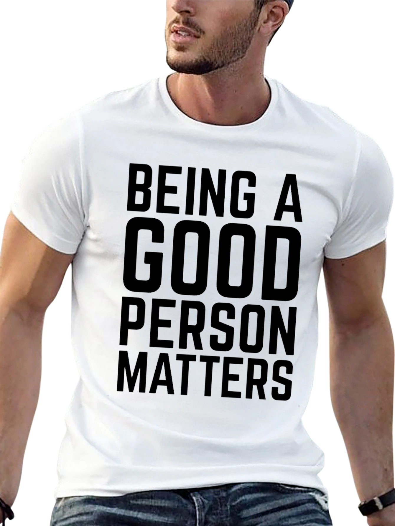 Black Being a Good Person Matters Black Graphic T-Shirt view 13