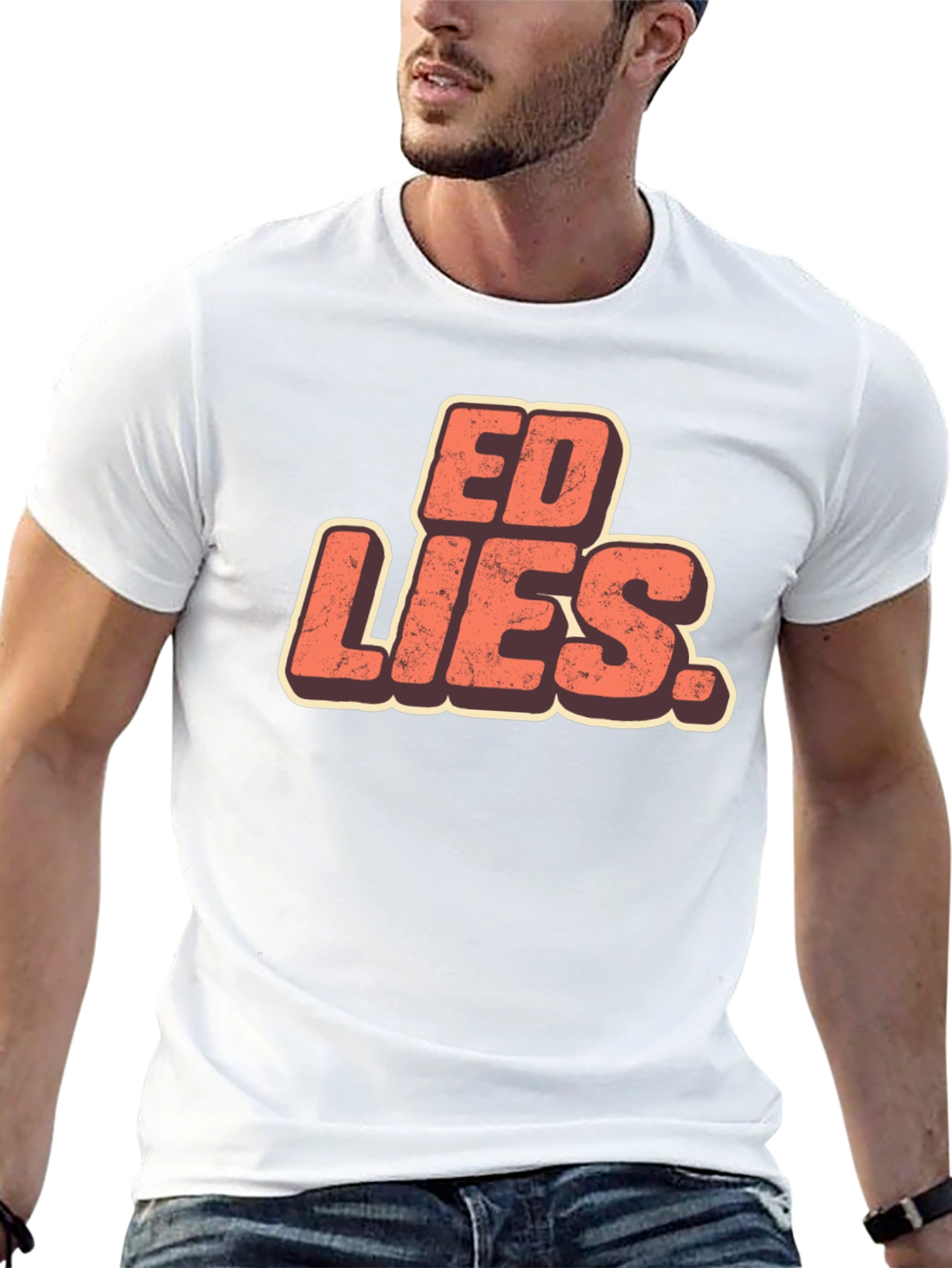 Black Ed Lies T-Shirt - Retro Design Black Tee view 13