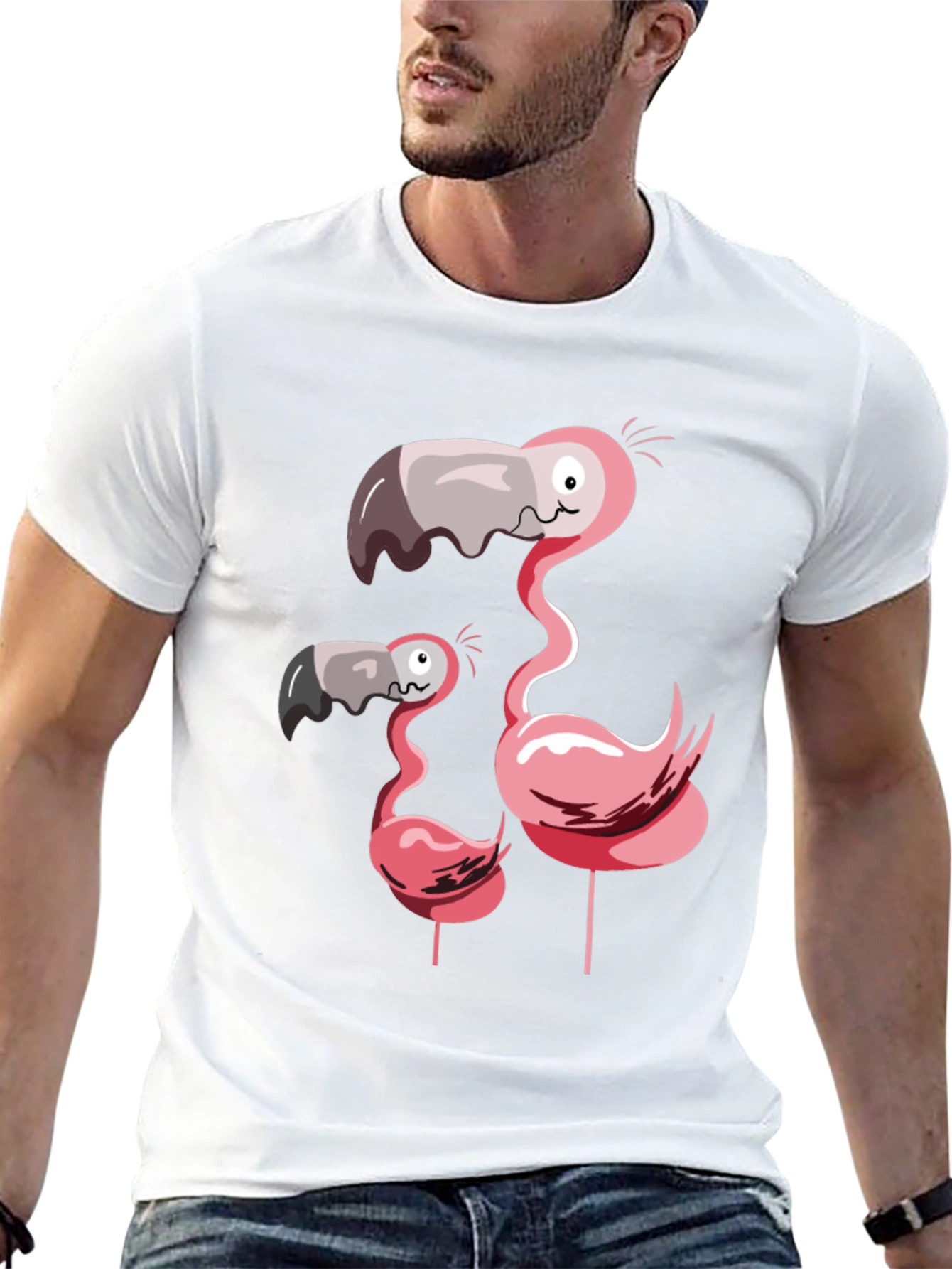 Black Funny Flamingo Family Graphic T-Shirt view 13