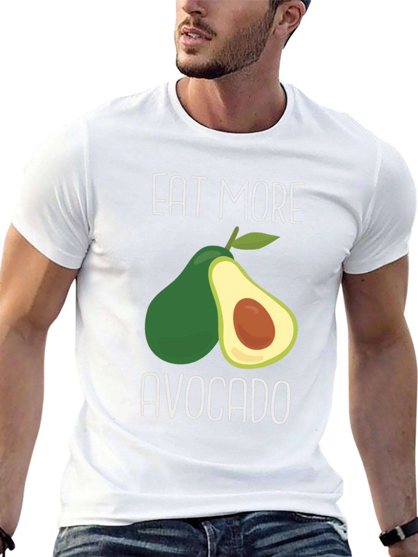 Black Eat More Avocado Graphic T-Shirt - Unisex Cotton Tee view 13