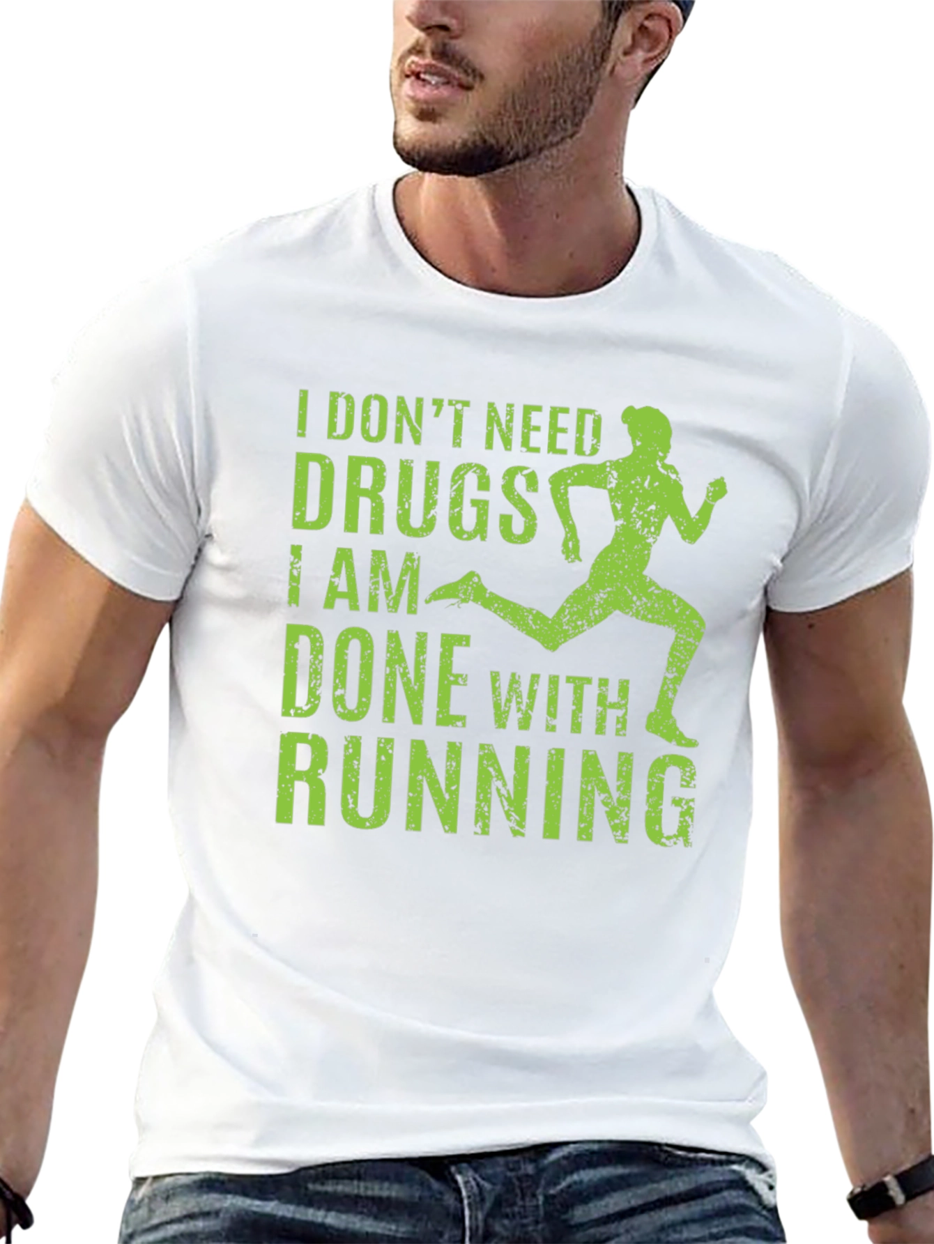 Black Funny Running Shirt: I Don't Need Drugs, I Am Done with Running Tee view 13