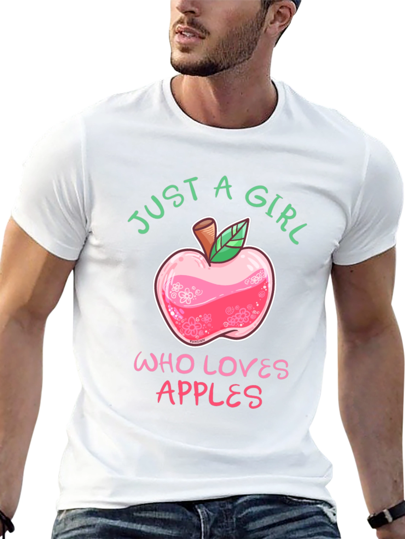Black Just A Girl Who Loves Apples T-Shirt view 13