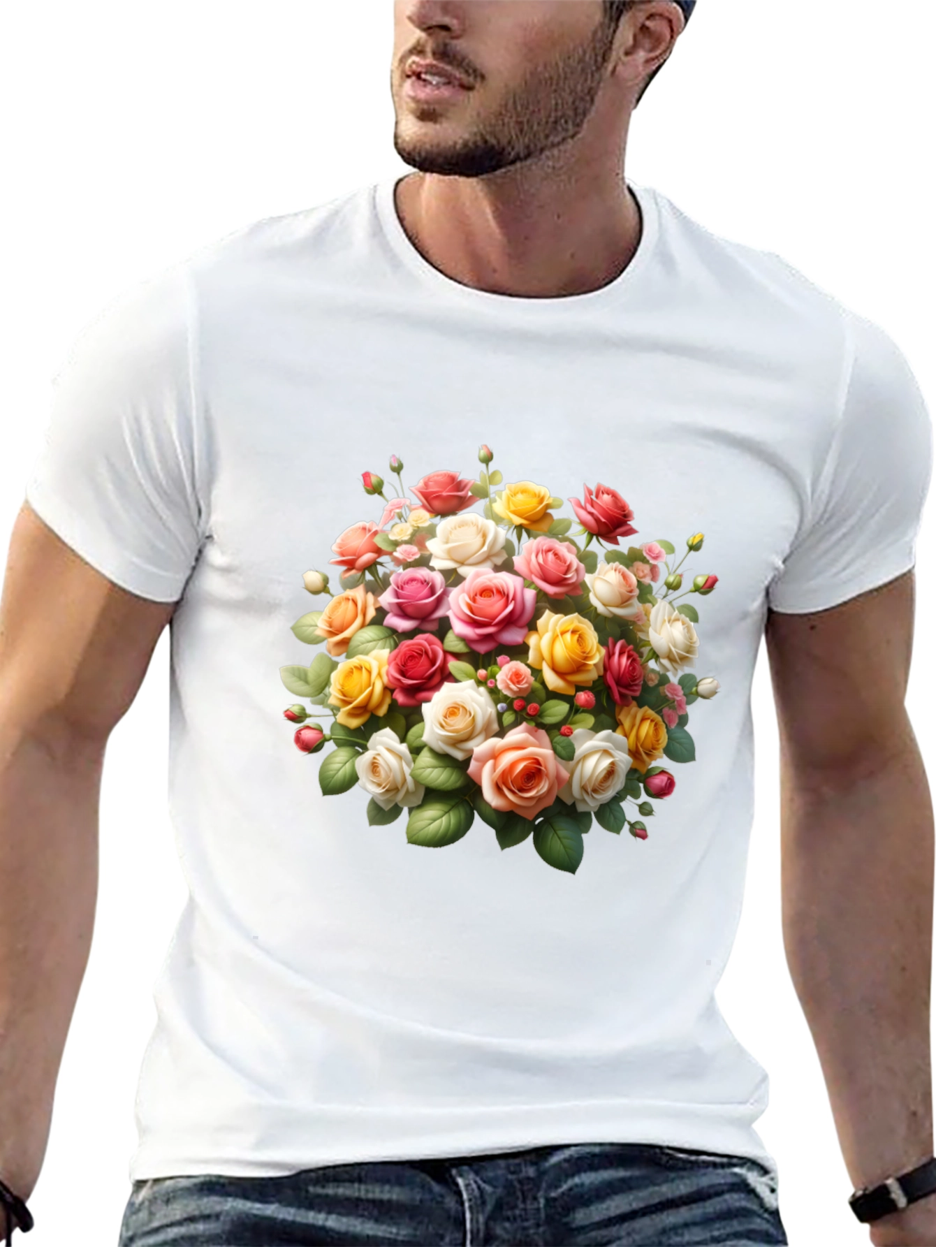 Black Floral Roses Graphic Black T-Shirt view 13